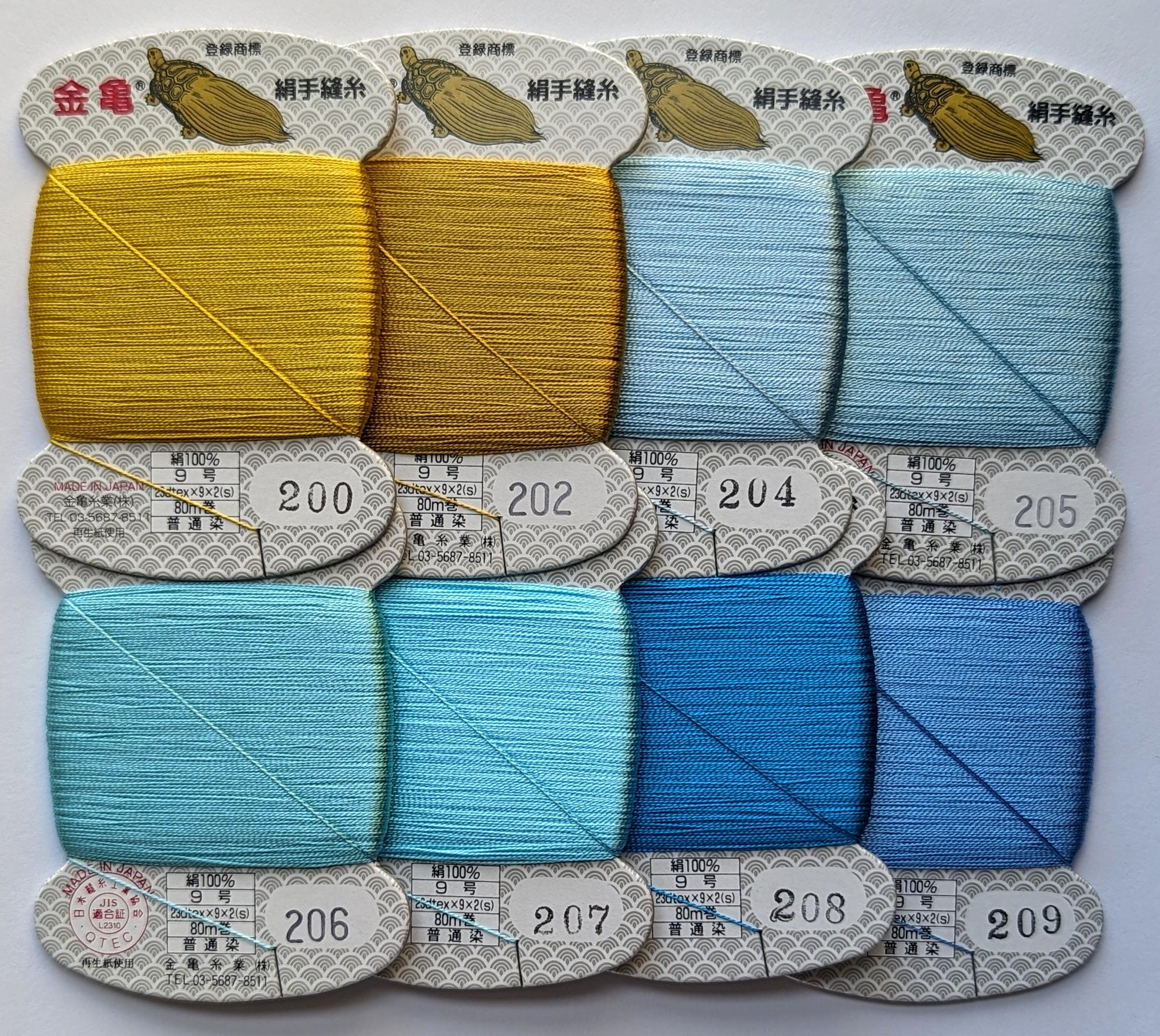 Kinkame - Silk Hand Sewing Thread 80m Card - Color #205 Pale Slate Blue
