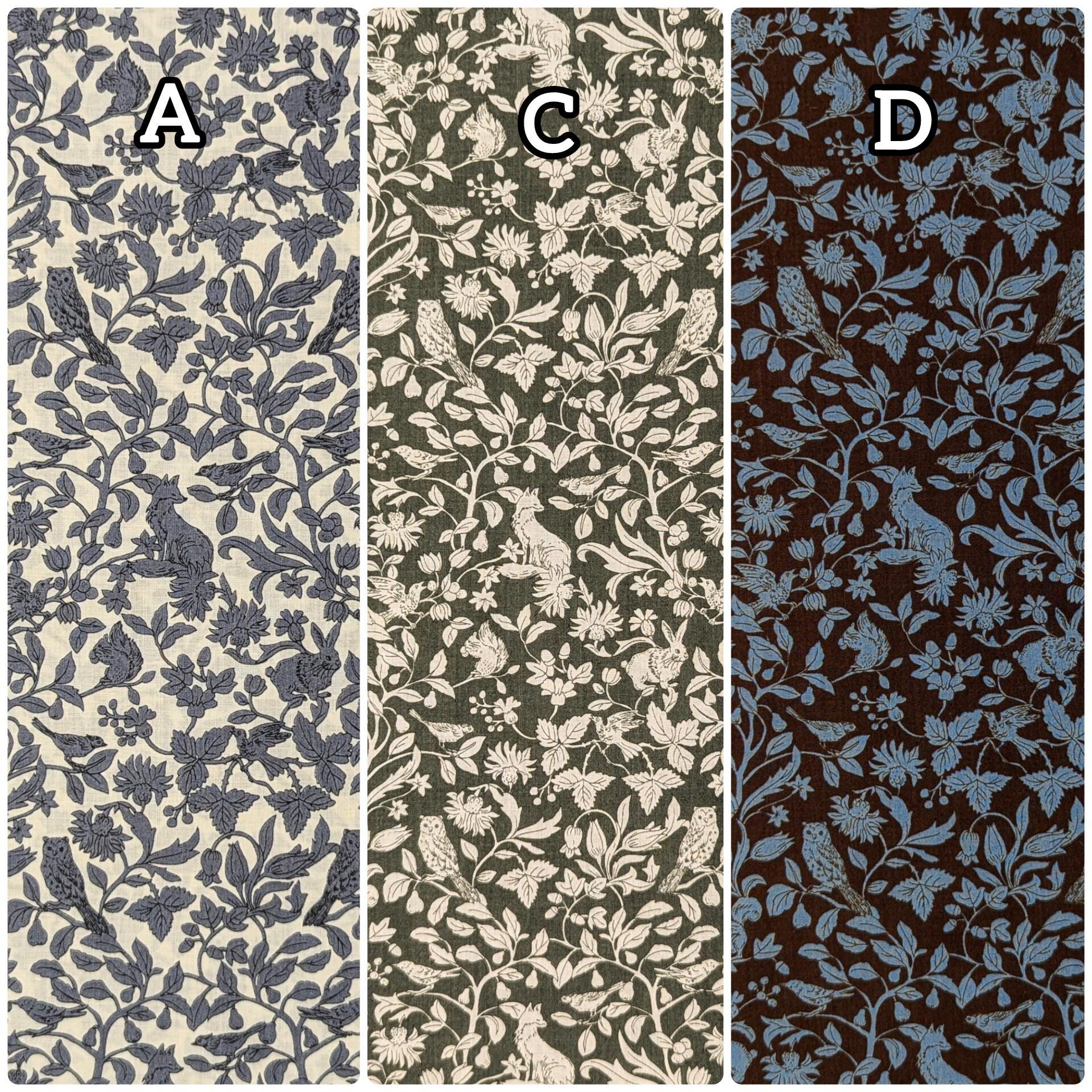 Forest Creatures Hokkoh cotton lawn fabric 7024-1600-6 D light & dark blue