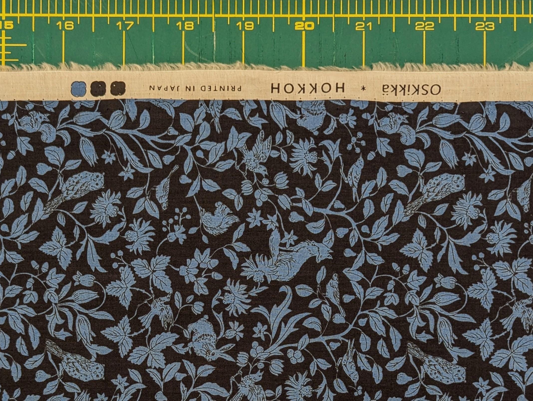 Forest Creatures Hokkoh cotton lawn fabric 7024-1600-6 D light & dark blue