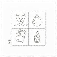 Yokota - Veggies Cotton Sashiko Fukin Sampler Cloth - White