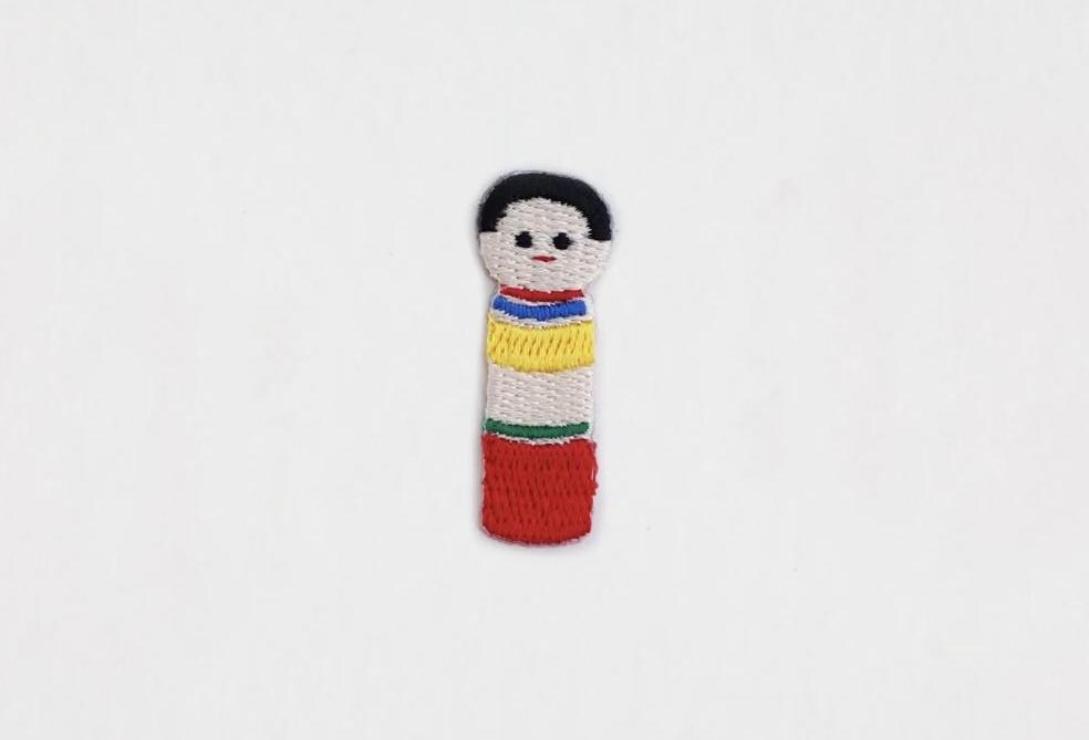 Daruma - Embroidered Sticker - #13 Kokeshi