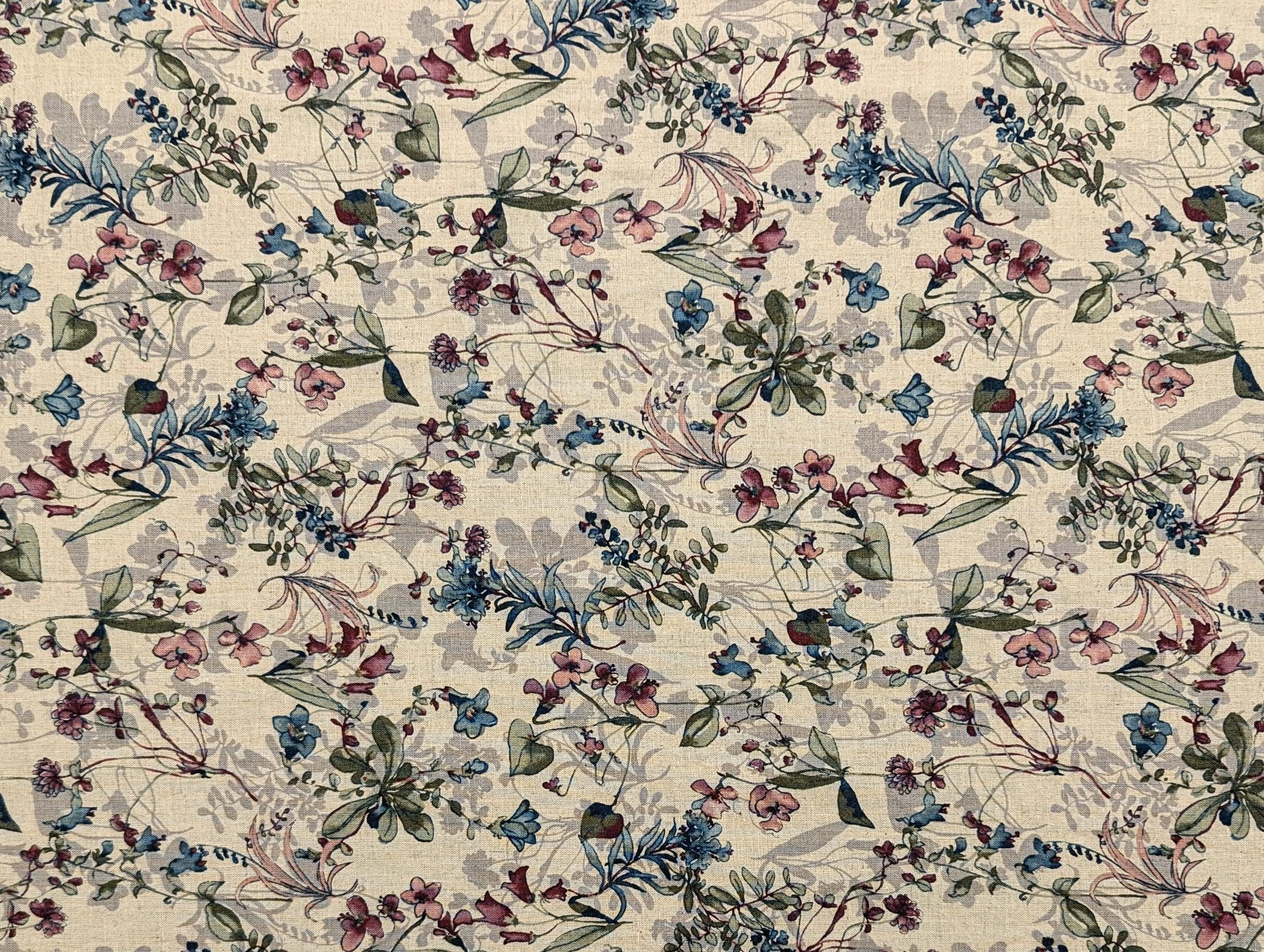 Watercolor Botanicals Hokkoh Japanese cotton linen blend fabric 7023-710 3 B purple and beige