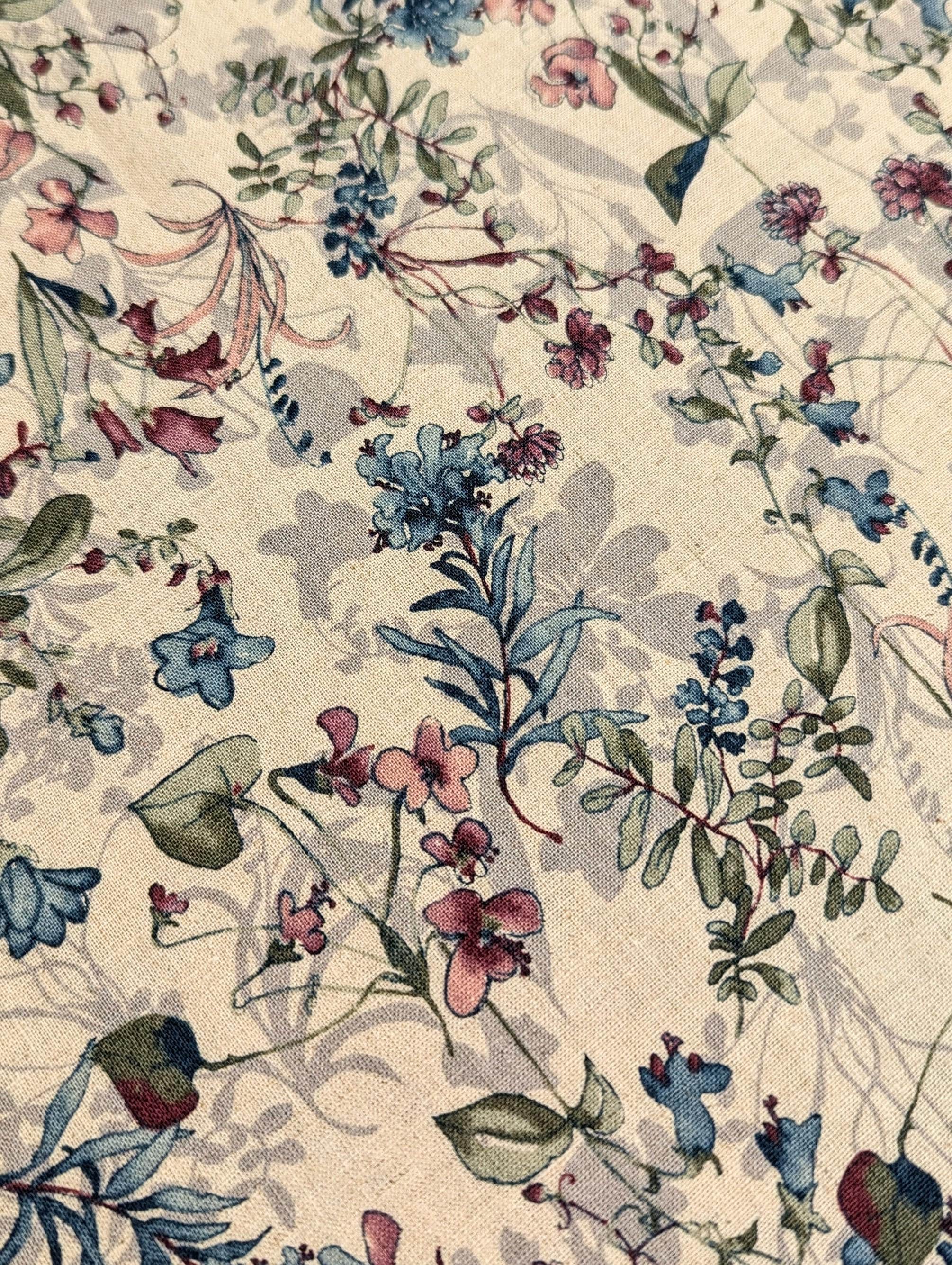Watercolor Botanicals Hokkoh Japanese cotton linen blend fabric 7023-710 3 B purple and beige