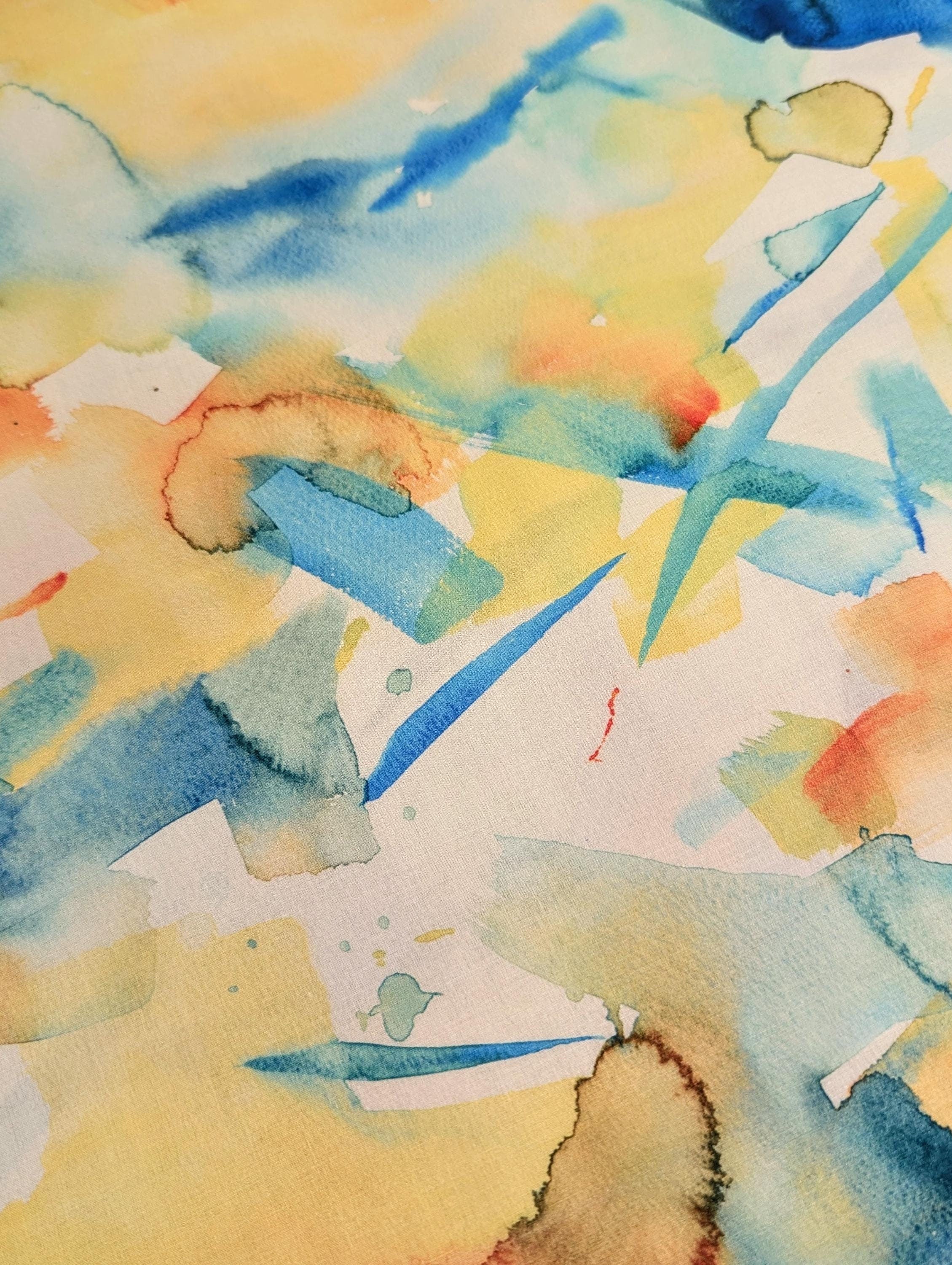 Watercolor Kokka Japanese cotton fabric EGXA-6101-1A abstract brushstrokes