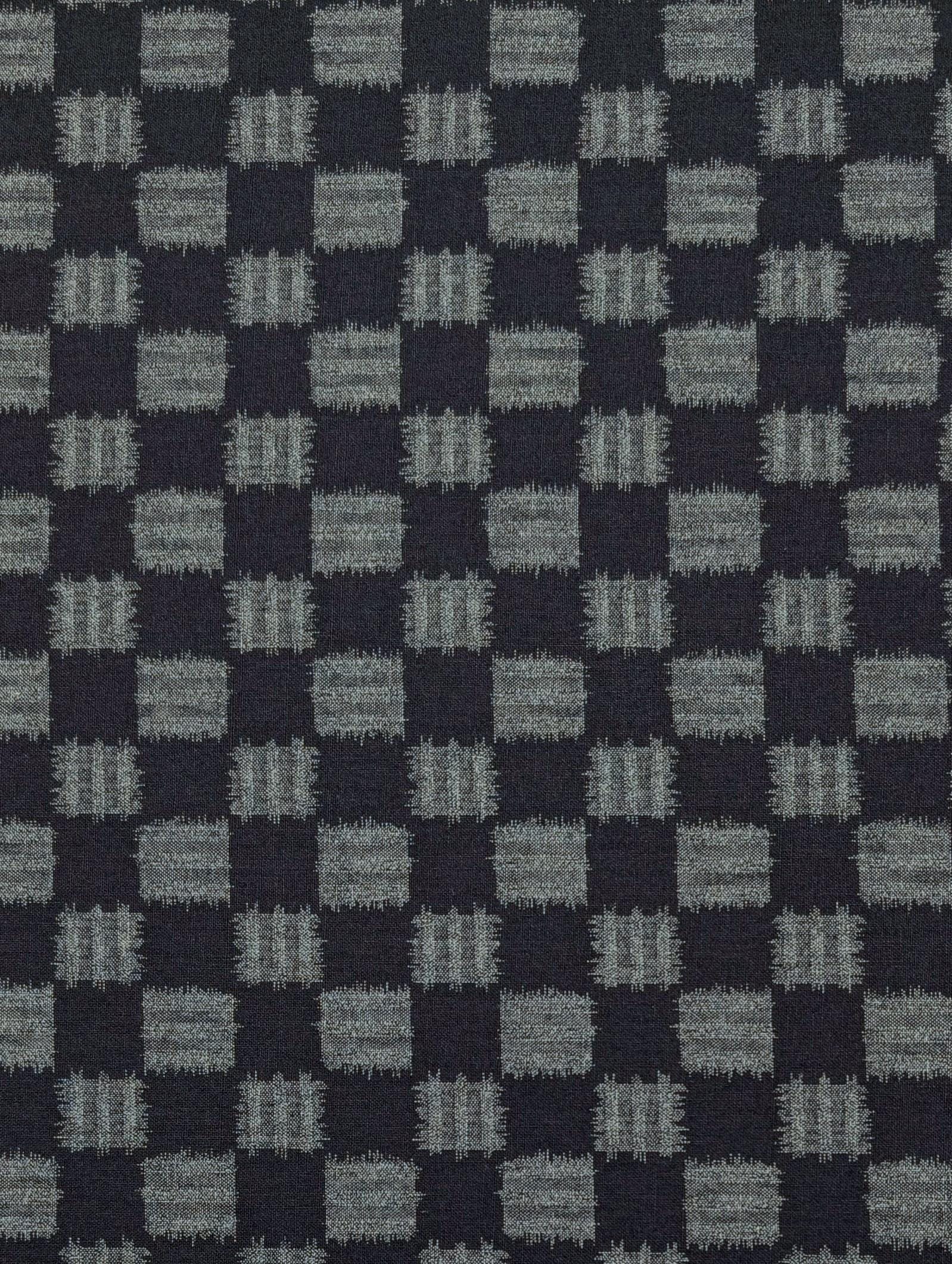 Sevenberry printed Ikat squares Japanese cotton fabric 88229-4-1 dark blue