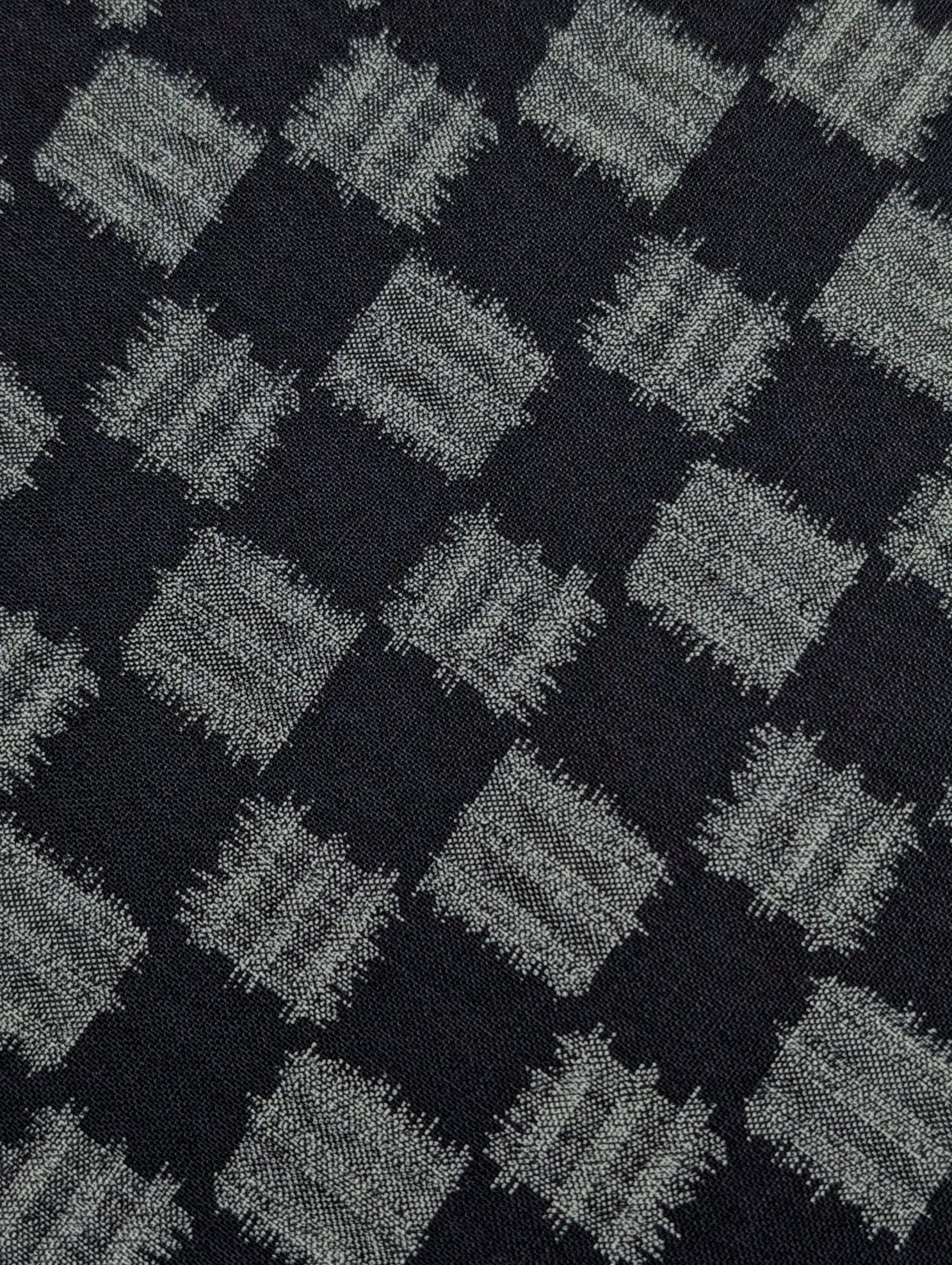 Sevenberry printed Ikat squares Japanese cotton fabric 88229-4-1 dark blue