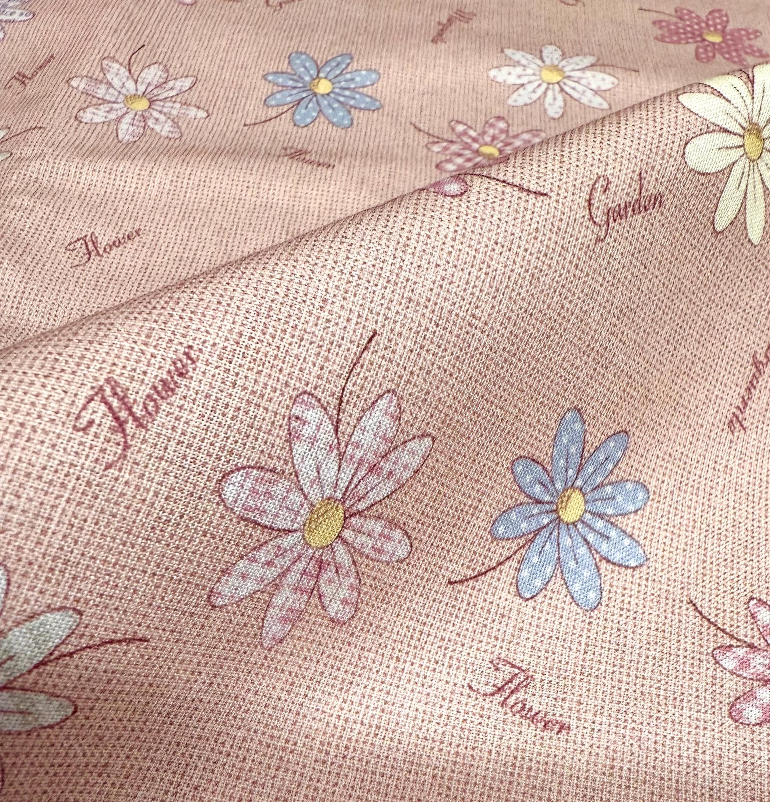 REMNANT Junko Matsuda Chocolate Box Collection daisies print Japanese cotton fabric 11-0053-3P pale pink