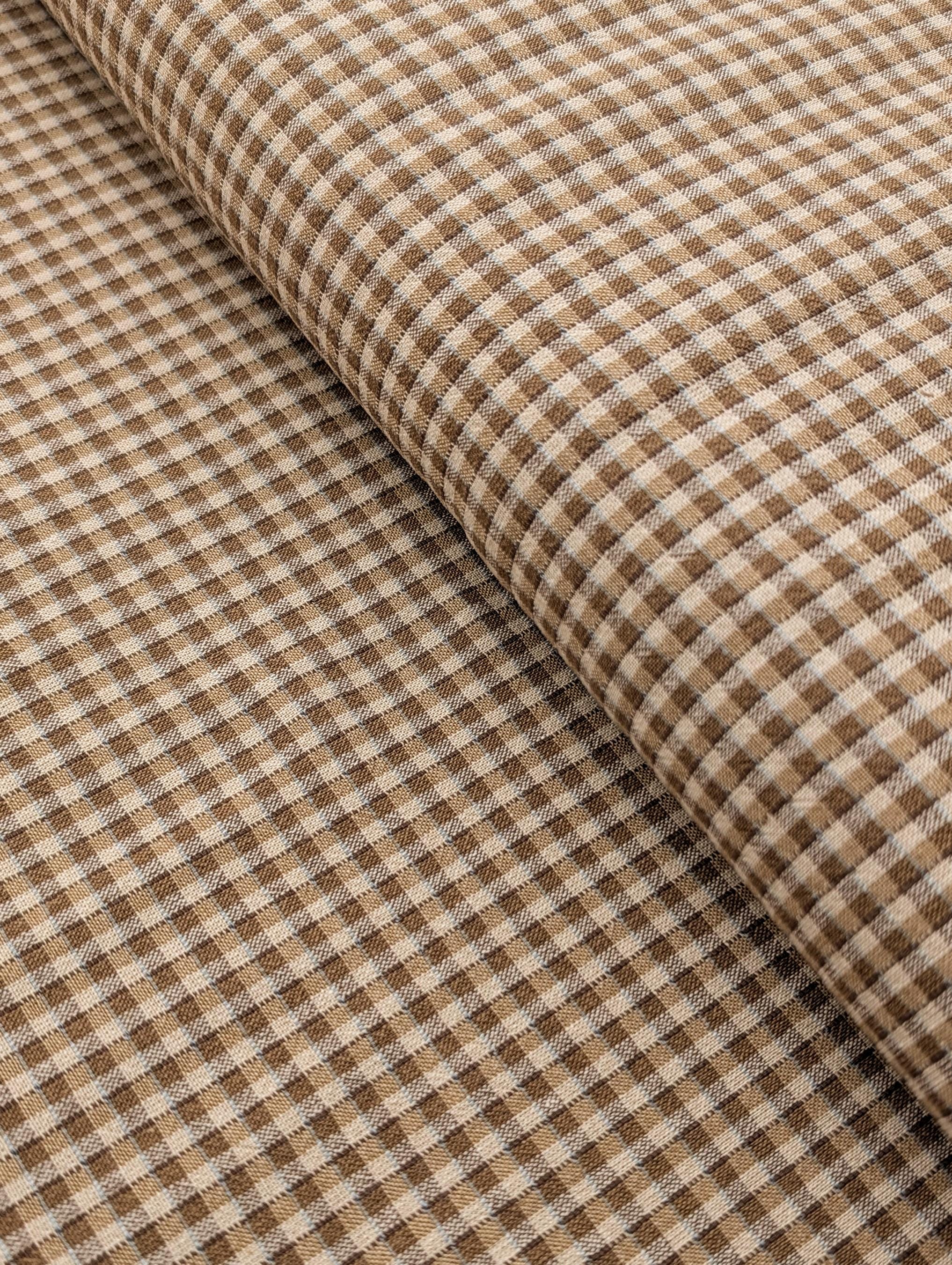 Junko Matsuda yarn dyed gingham Japanese cotton fabric Y23-0193 E brown