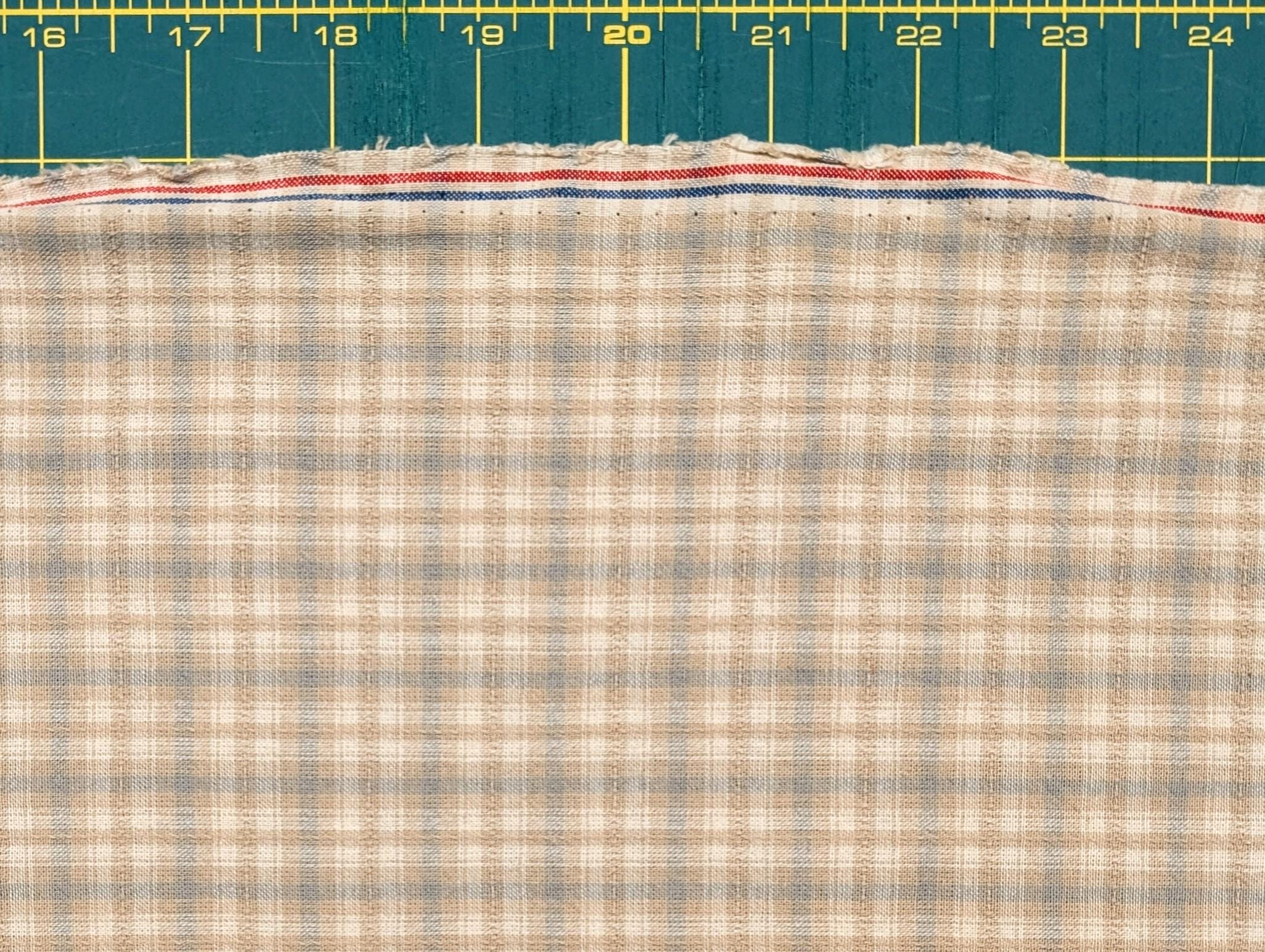 Junko Matsuda yarn dyed plaid Japanese cotton fabric Y25-0208 A beige and blue