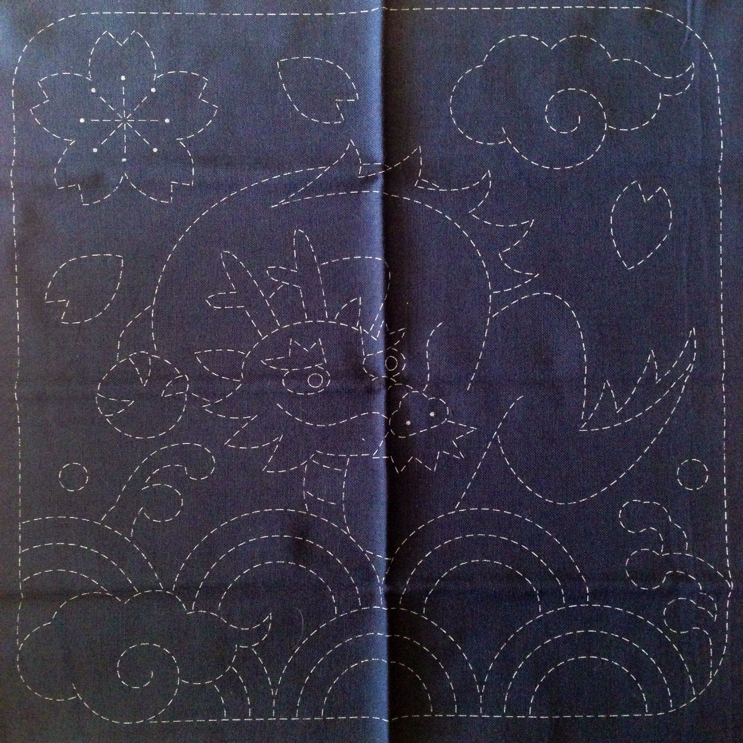Olympus - Year of the Dragon Cotton Sashiko Sampler Cloth - Navy