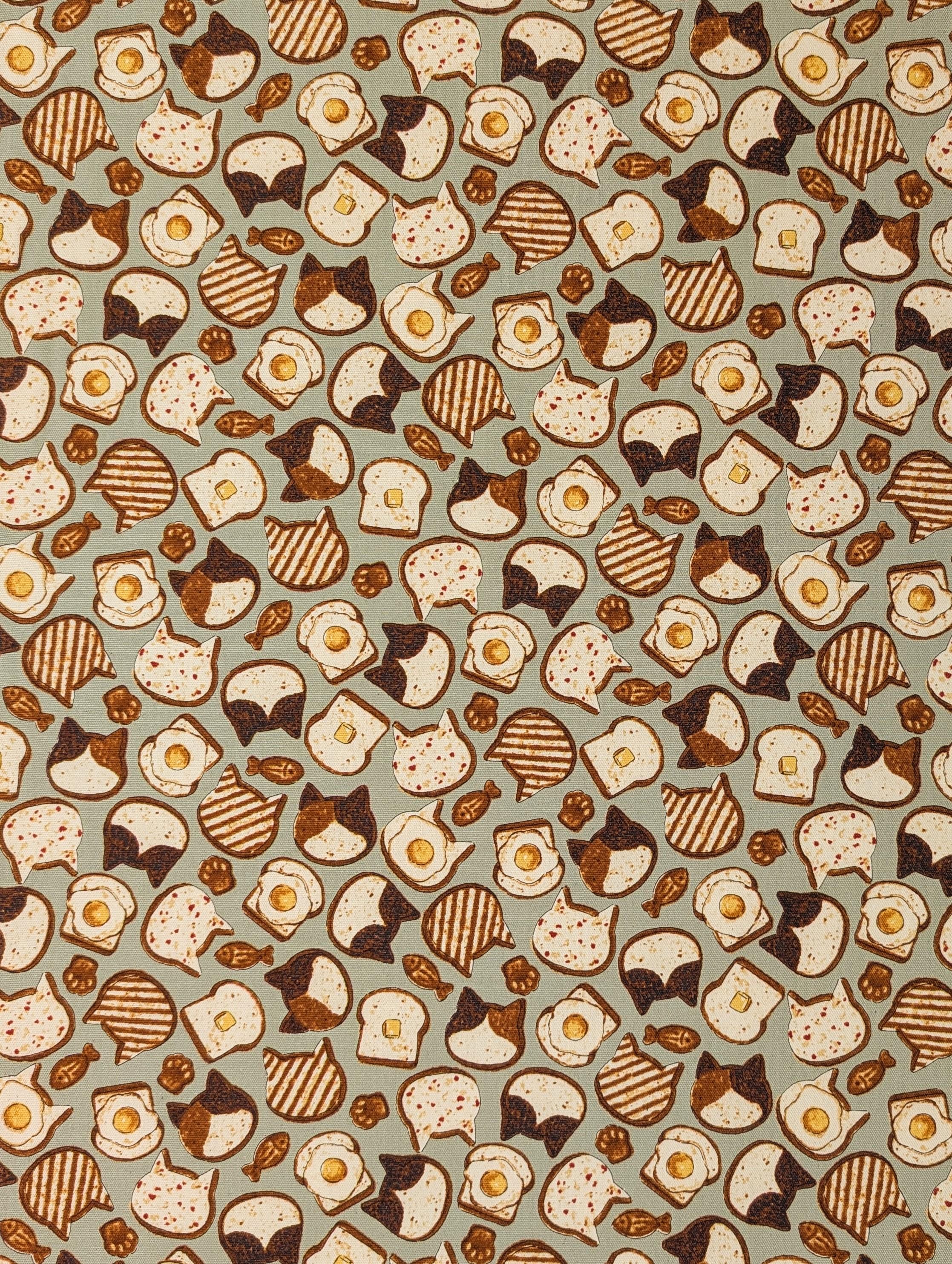 Cat Toast Kokka Japanese cotton light Oxford fabric YPA-51010-1 D green
