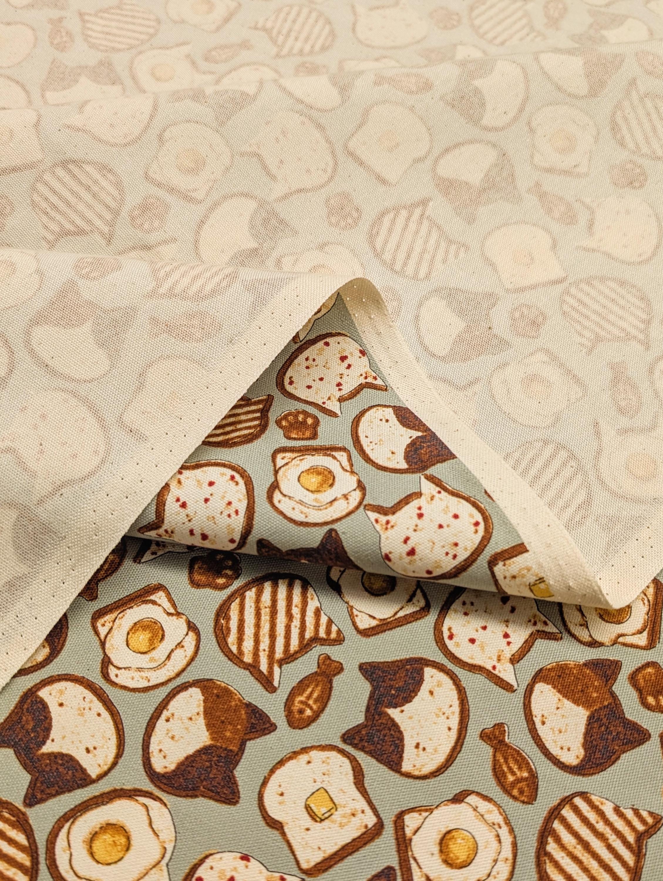 Cat Toast Kokka Japanese cotton light Oxford fabric YPA-51010-1 D green