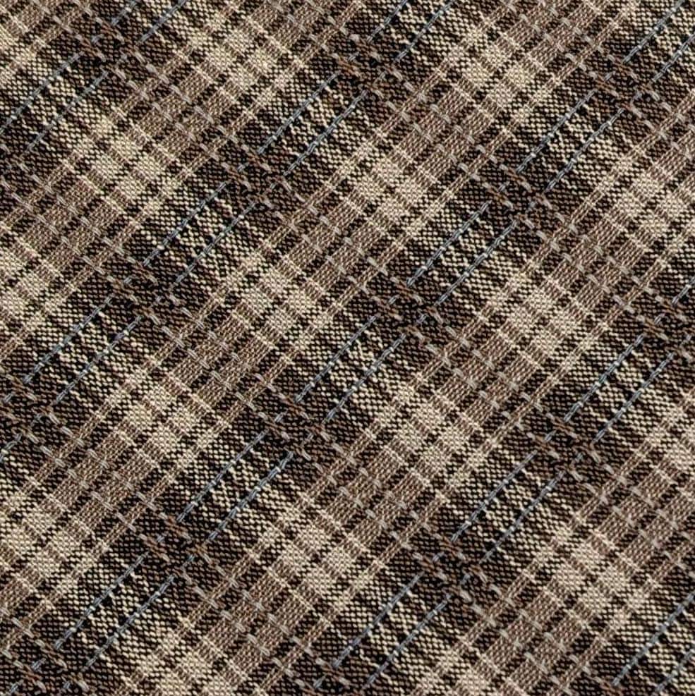 Junko Matsuda yarn dyed plaid Japanese cotton fabric Y25-0194 E brown and beige