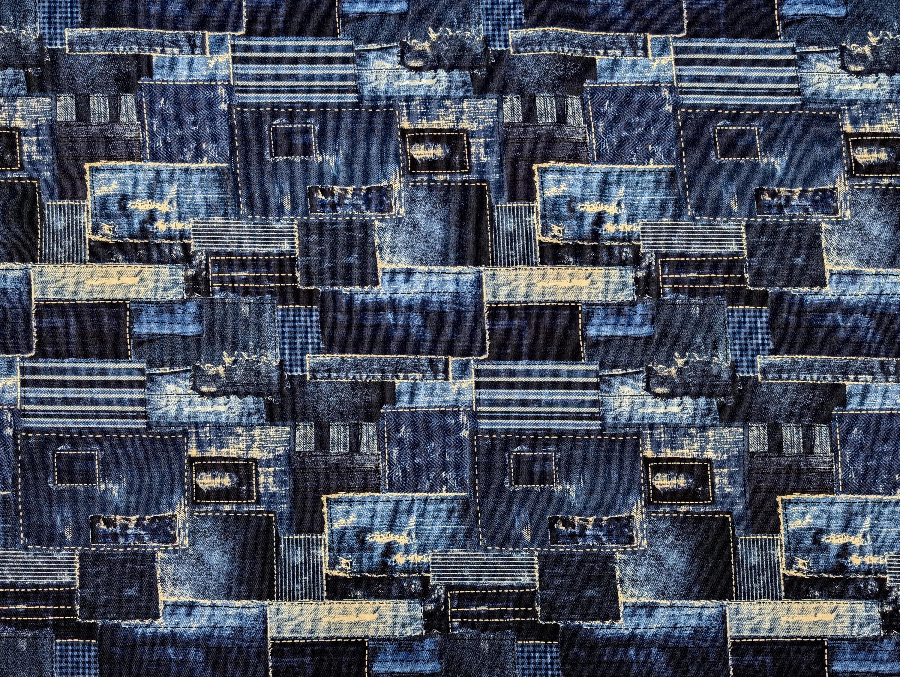 Printed Denim Patchwork Senyo Japanese cotton fabric SO-58600-2 C
