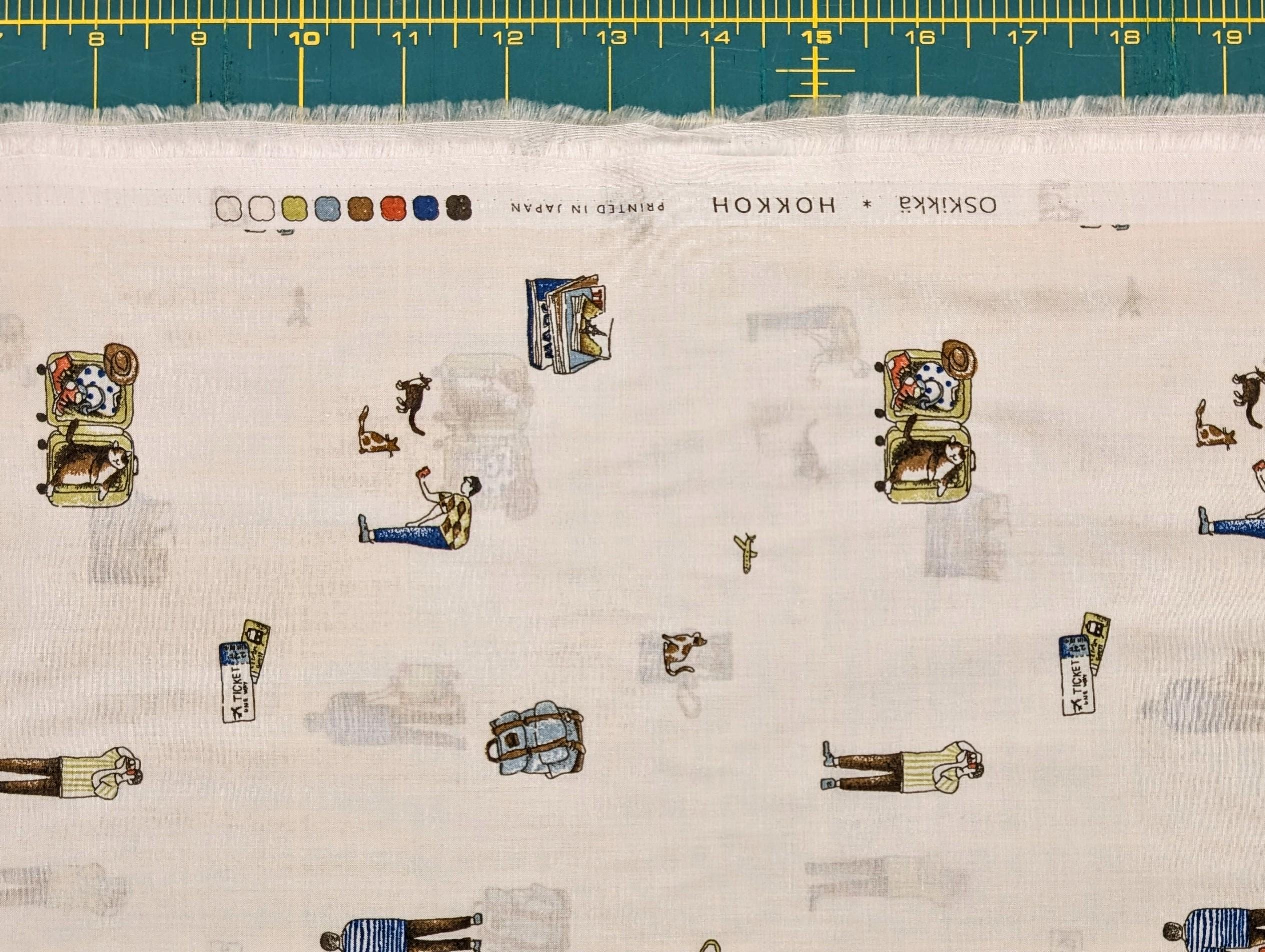 Travel Time Hokkoh cotton lawn fabric 1024-606 2 A white