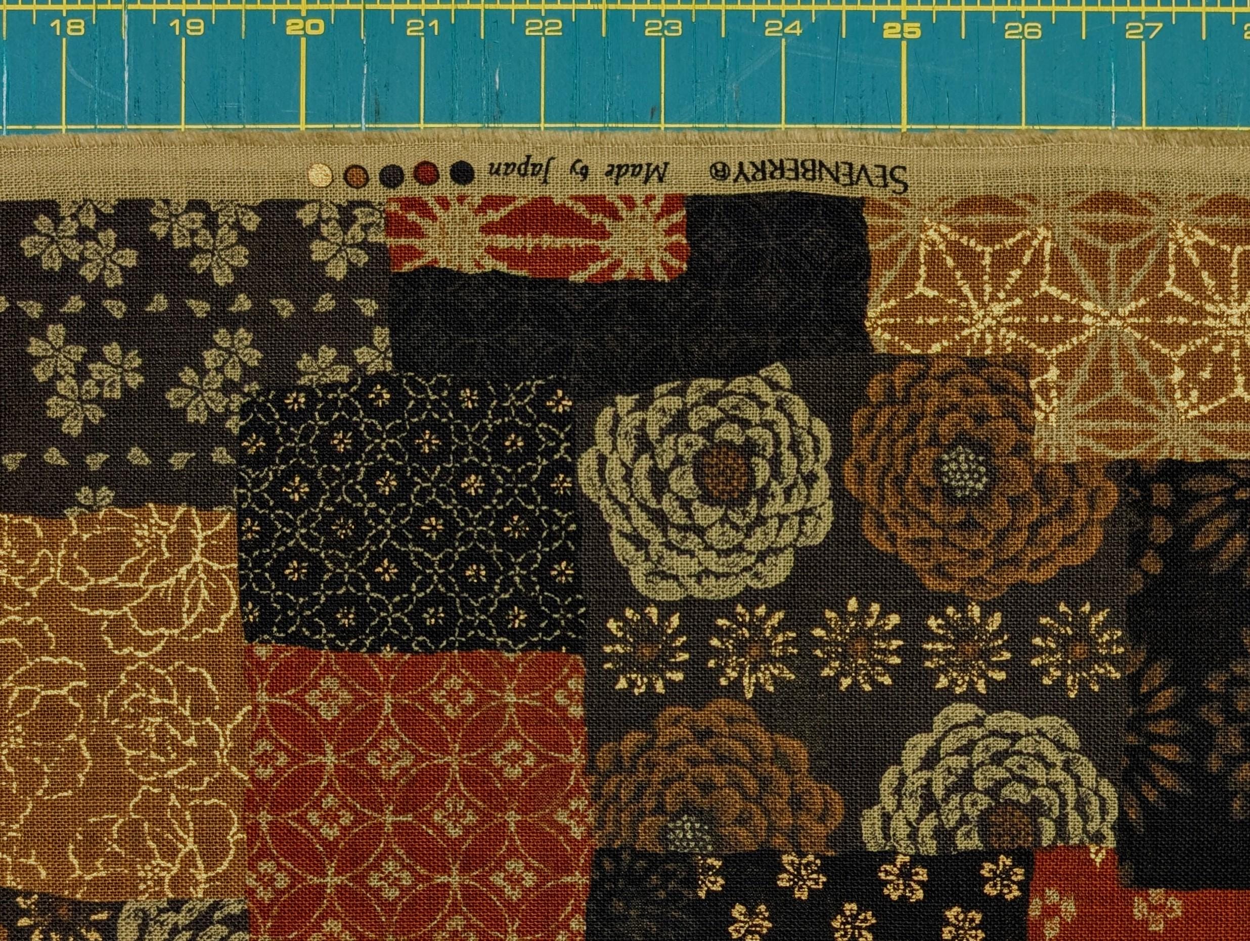 Sevenberry golden boro patchwork Japanese cotton fabric 88501-1-6 black & red