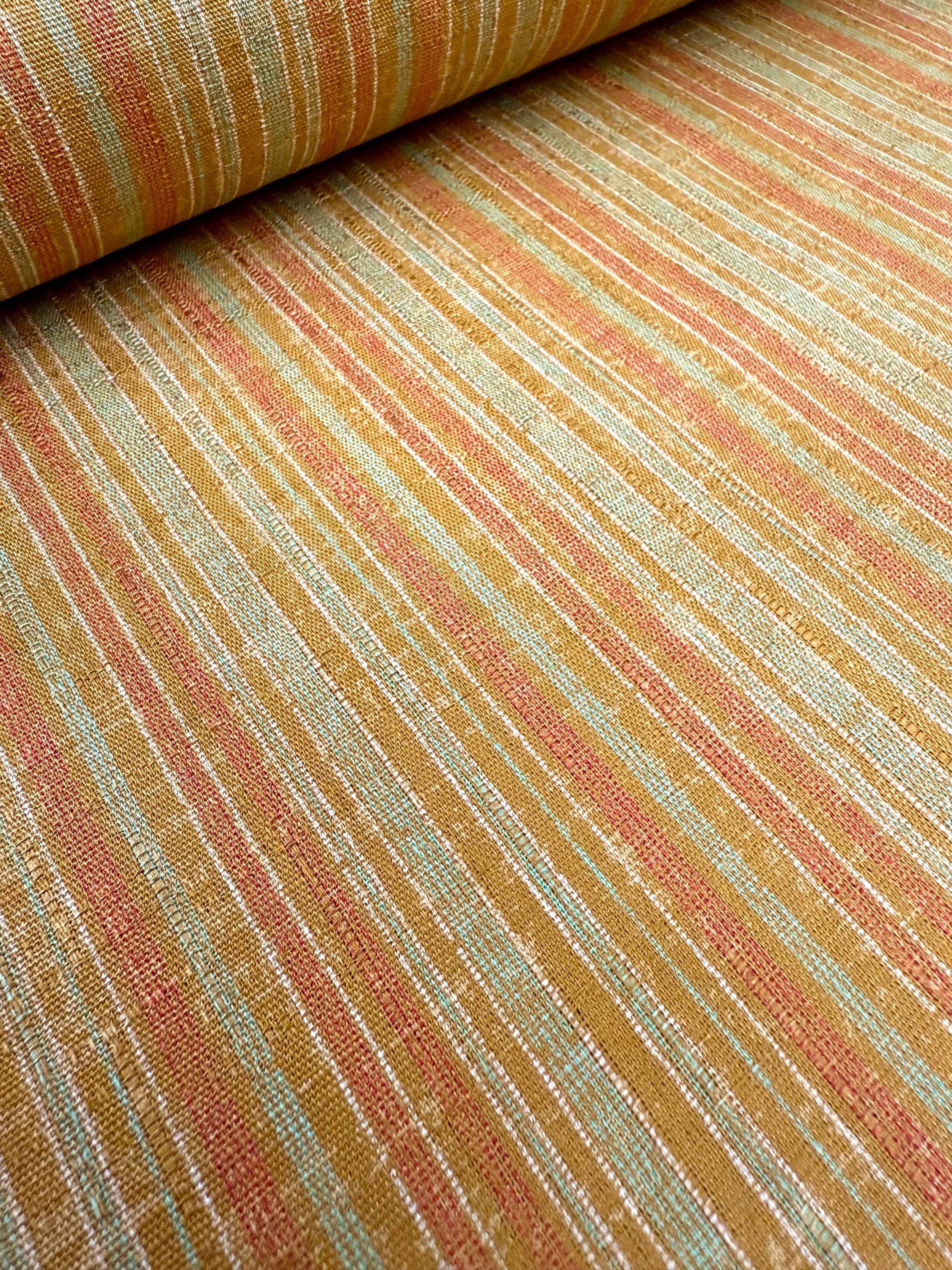 Morikiku Japanese cotton dobby fabric Stripes M2070-3B orange red green