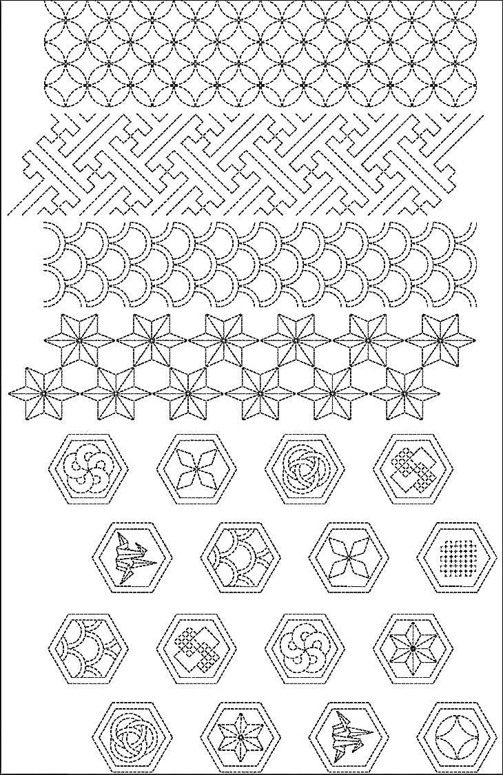 Orimono Imports - Crests Sashiko Washout Fabric Panel
