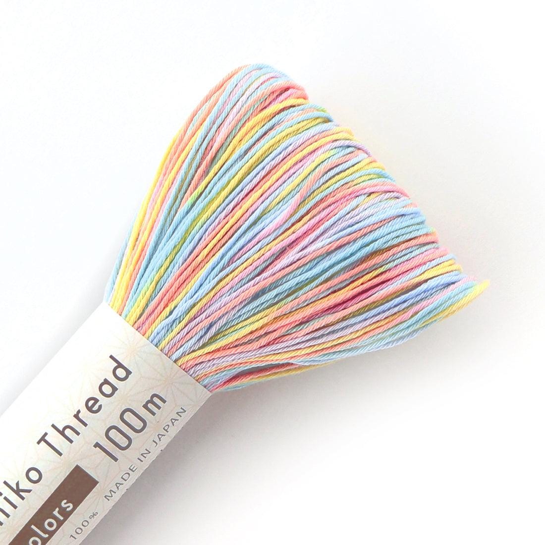 Olympus - Cotton Sashiko Thread 100m Skein - Color #305 Variegated Electric Rainbow