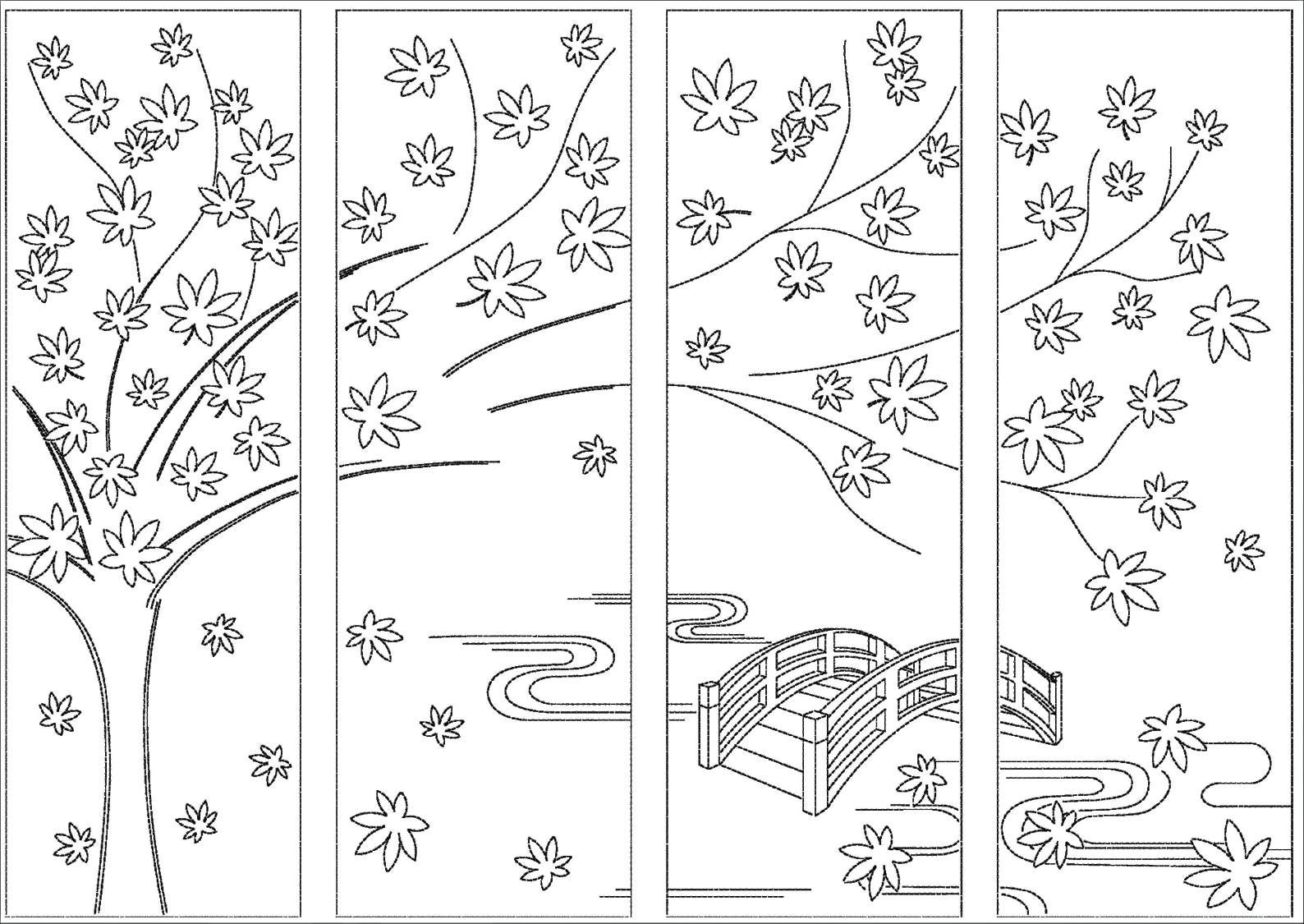 Orimono Imports - Autumn Maple Tree Sashiko Washout Fabric Panel - Navy