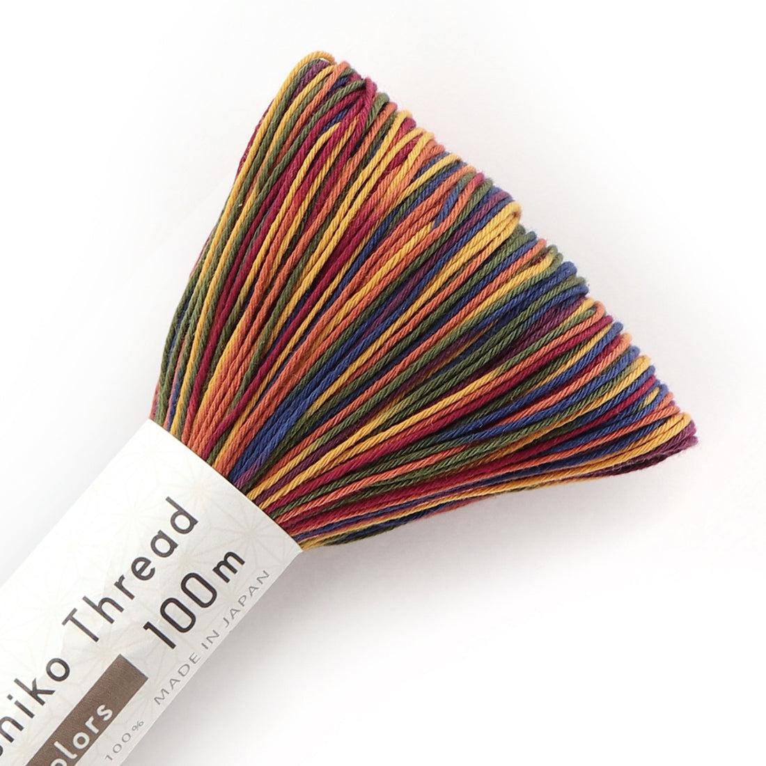 Olympus - Cotton Sashiko Thread 100m Skein - Color #304 Variegated Dark Rainbow
