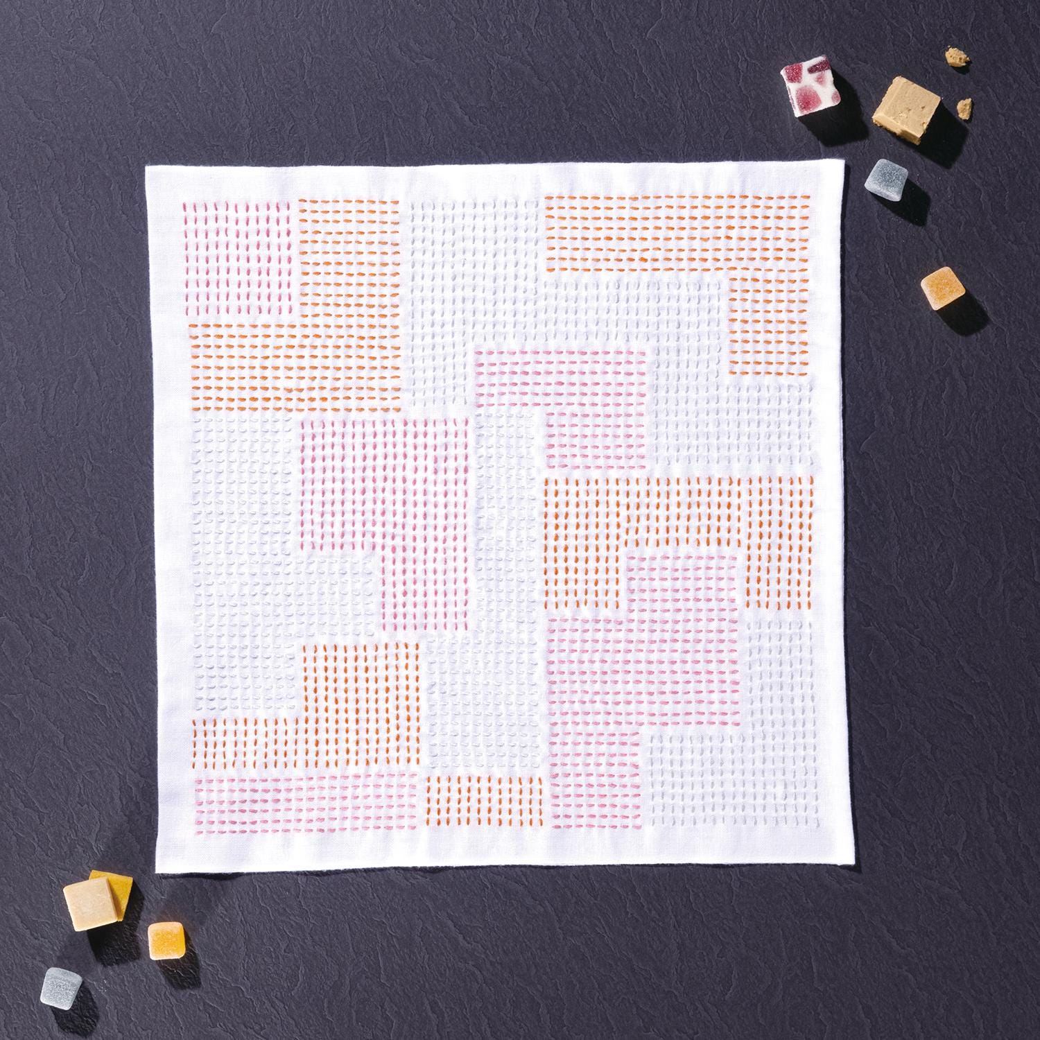 Olympus #1116 Block Japanese sashiko cotton sampler fabric AYUFISH White