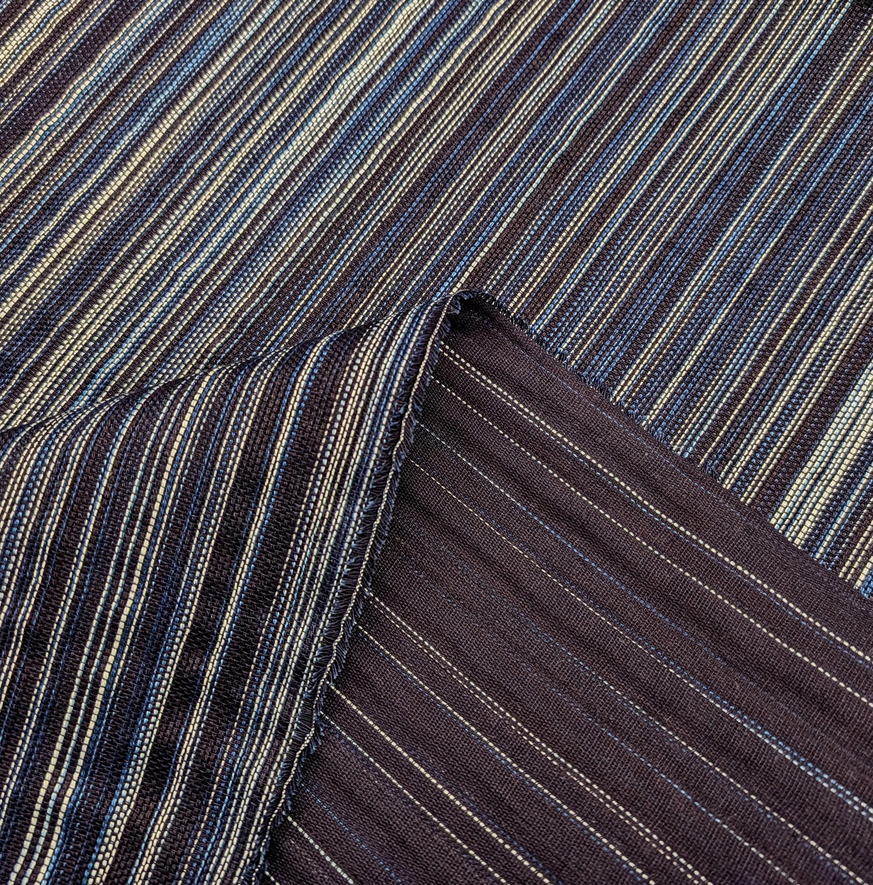 Woven Stripe Indigo Japanese 100% cotton fabric Kasuri Sashi 2 A