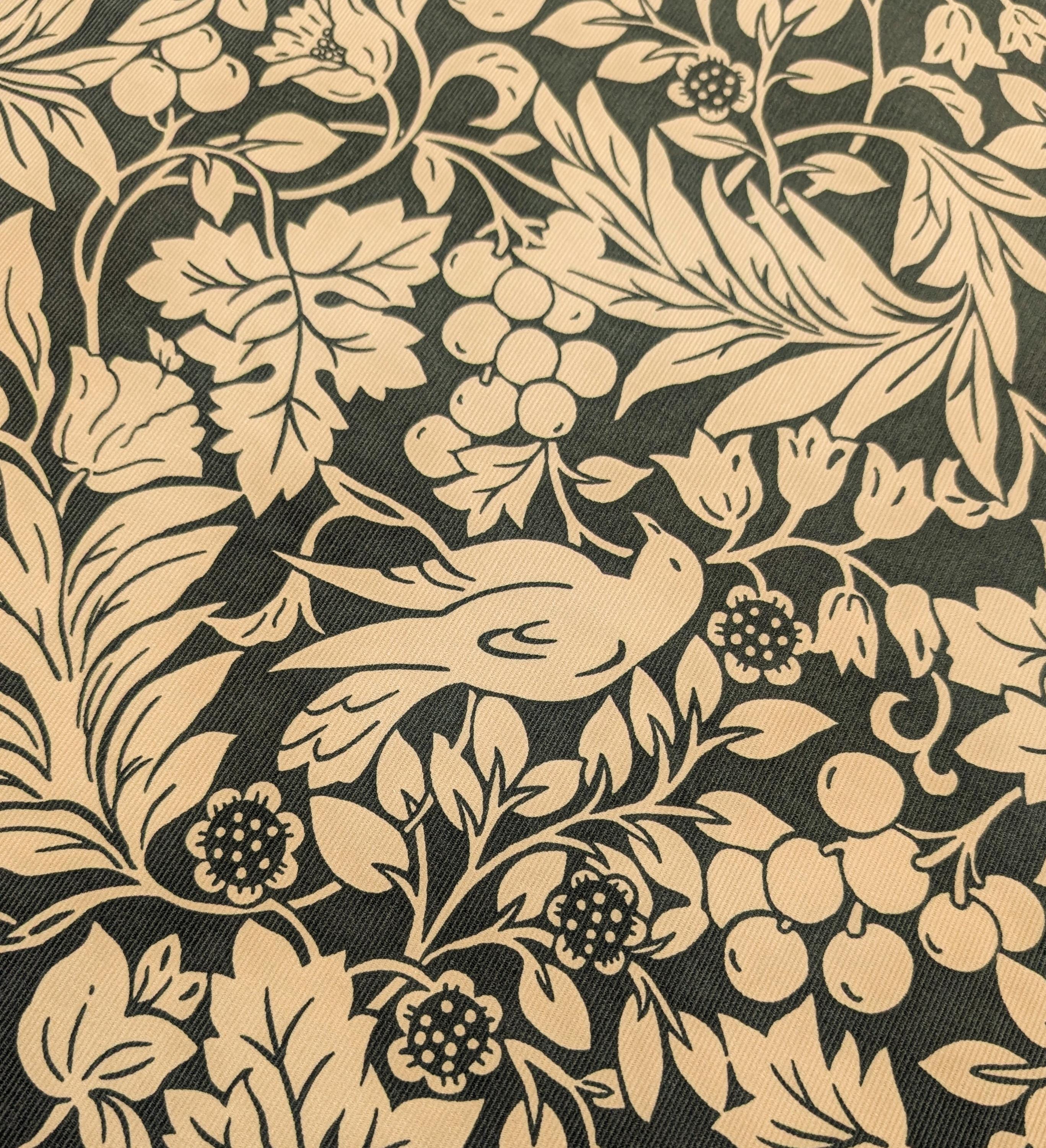 Kobayashi - NEW Botanical Doves Pin Wale Cotton Corduroy - Ivory & Green