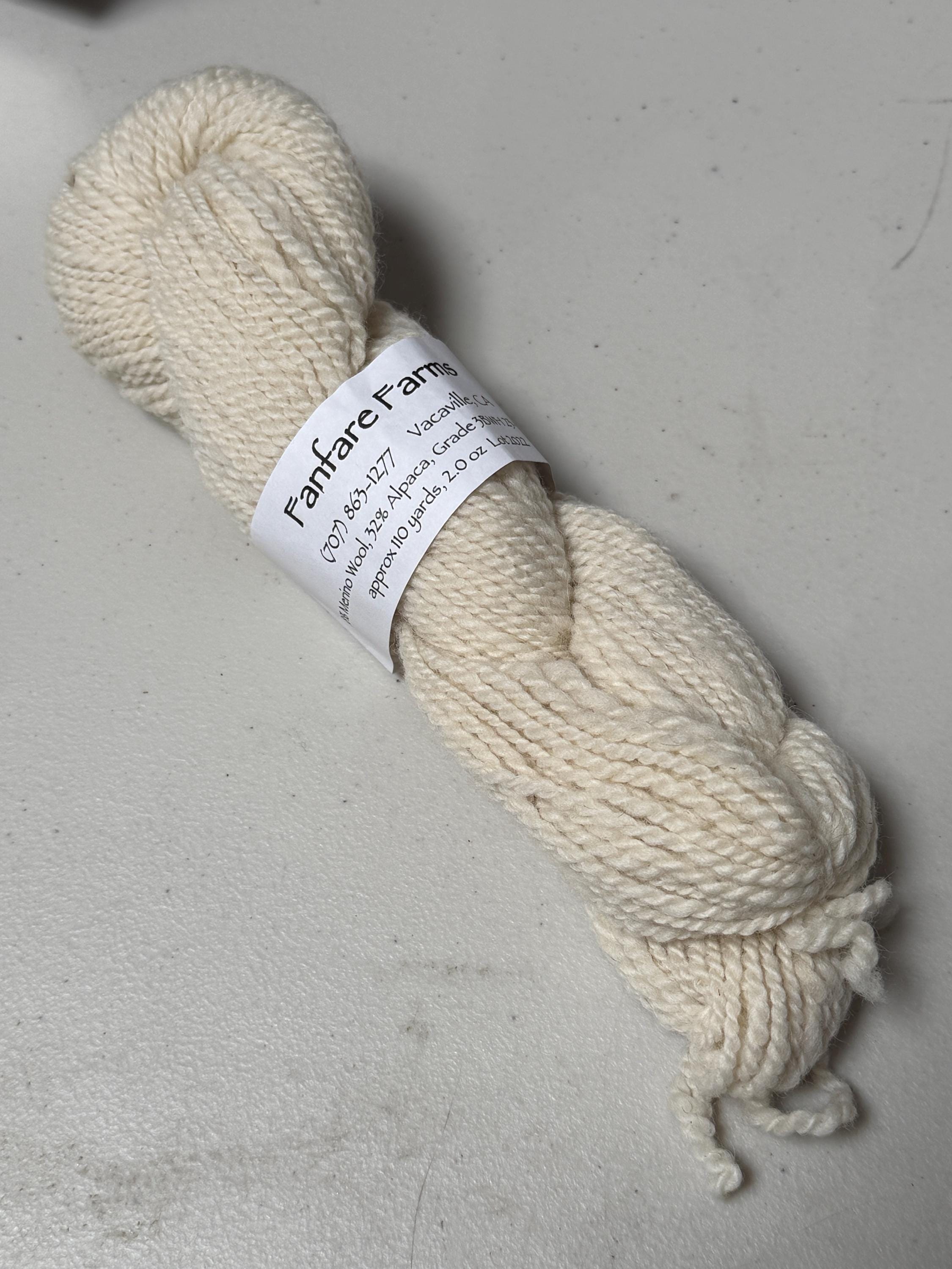 Fanfare Farms - 2.0 Ounce Alpaca Merino Yarn 110yd - Cream