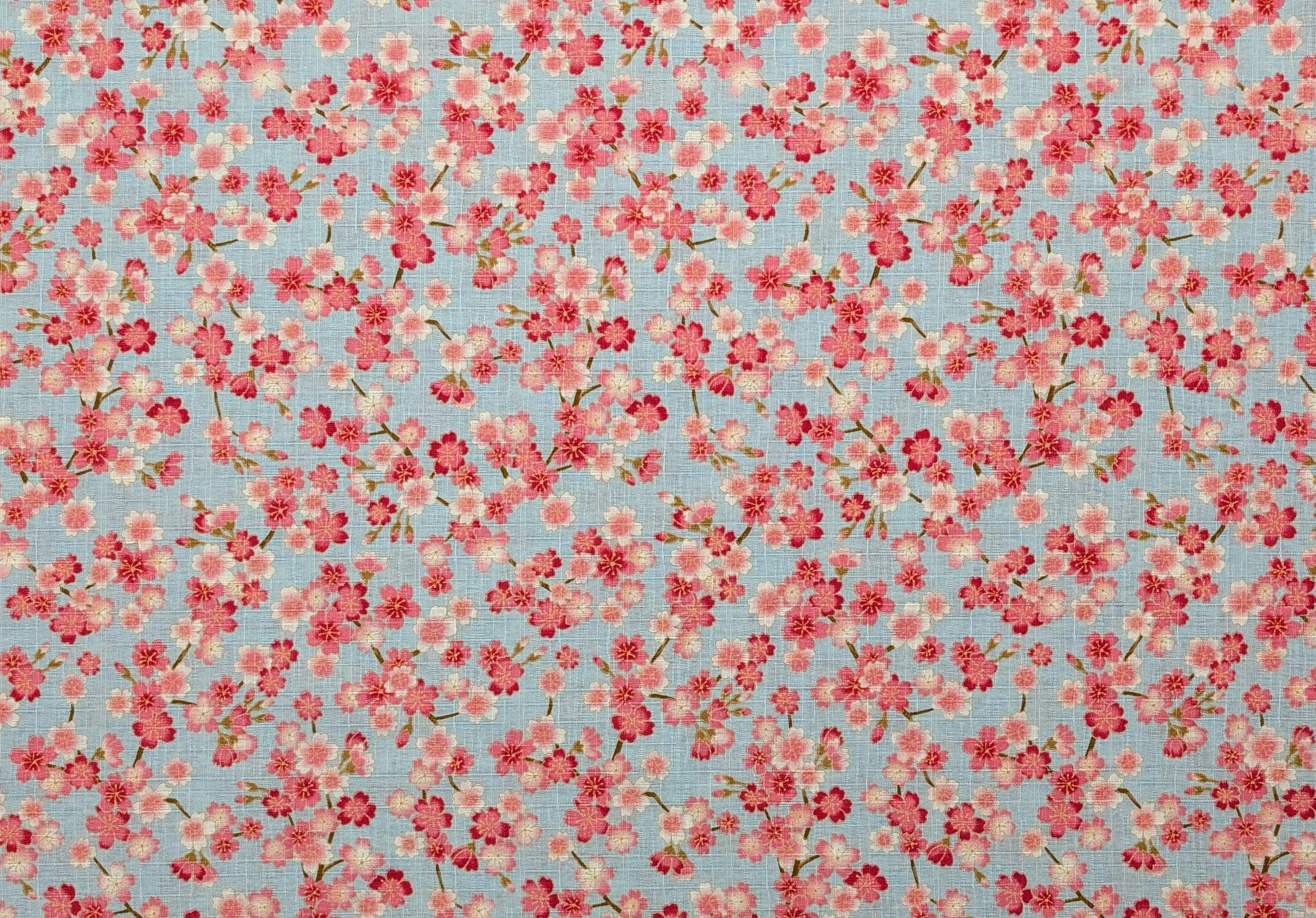 NEW Blooming Sakura Hishiei Japanese dobby cotton fabric H-7121-1 C blue