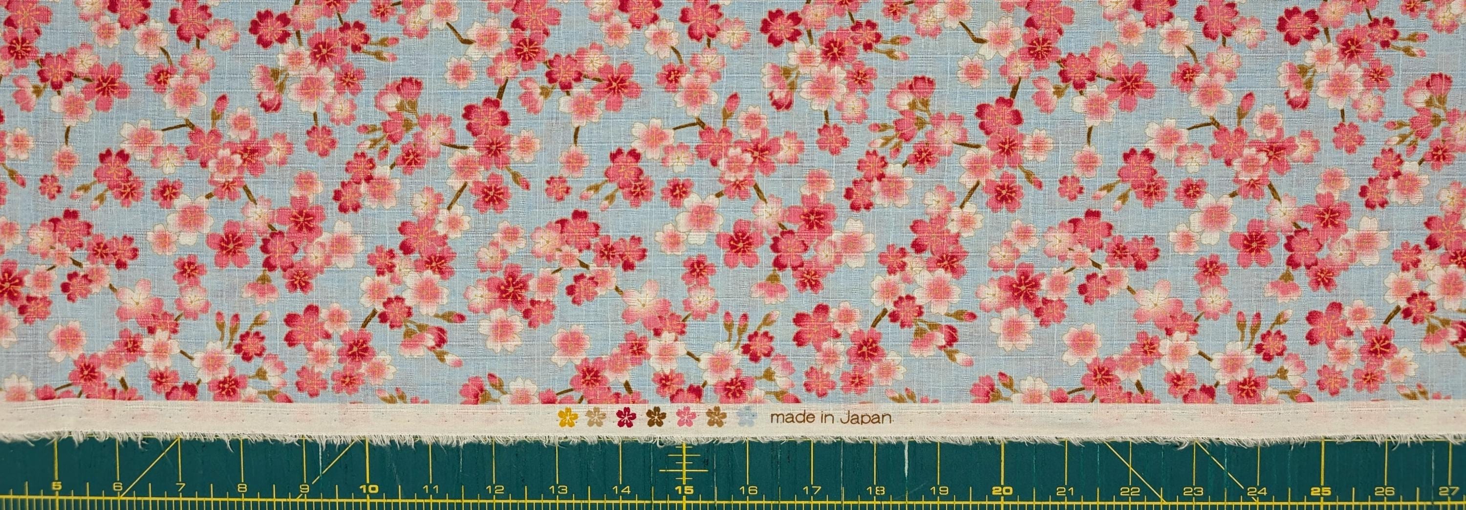 NEW Blooming Sakura Hishiei Japanese dobby cotton fabric H-7121-1 C blue