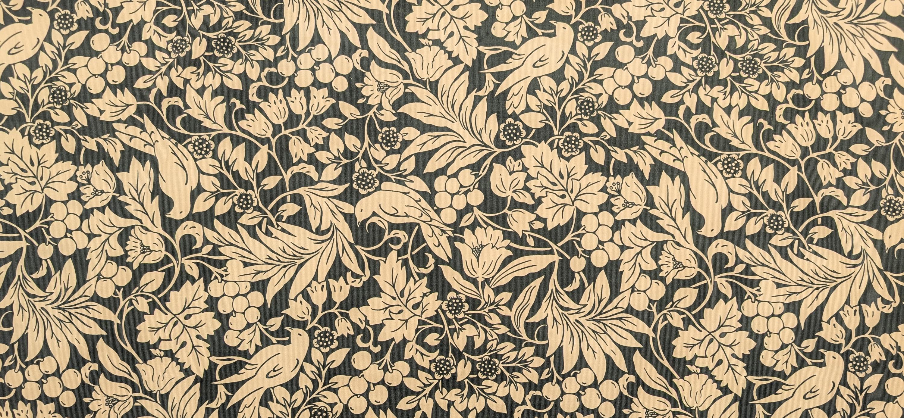 Kobayashi - NEW Botanical Doves Pin Wale Cotton Corduroy - Ivory & Green