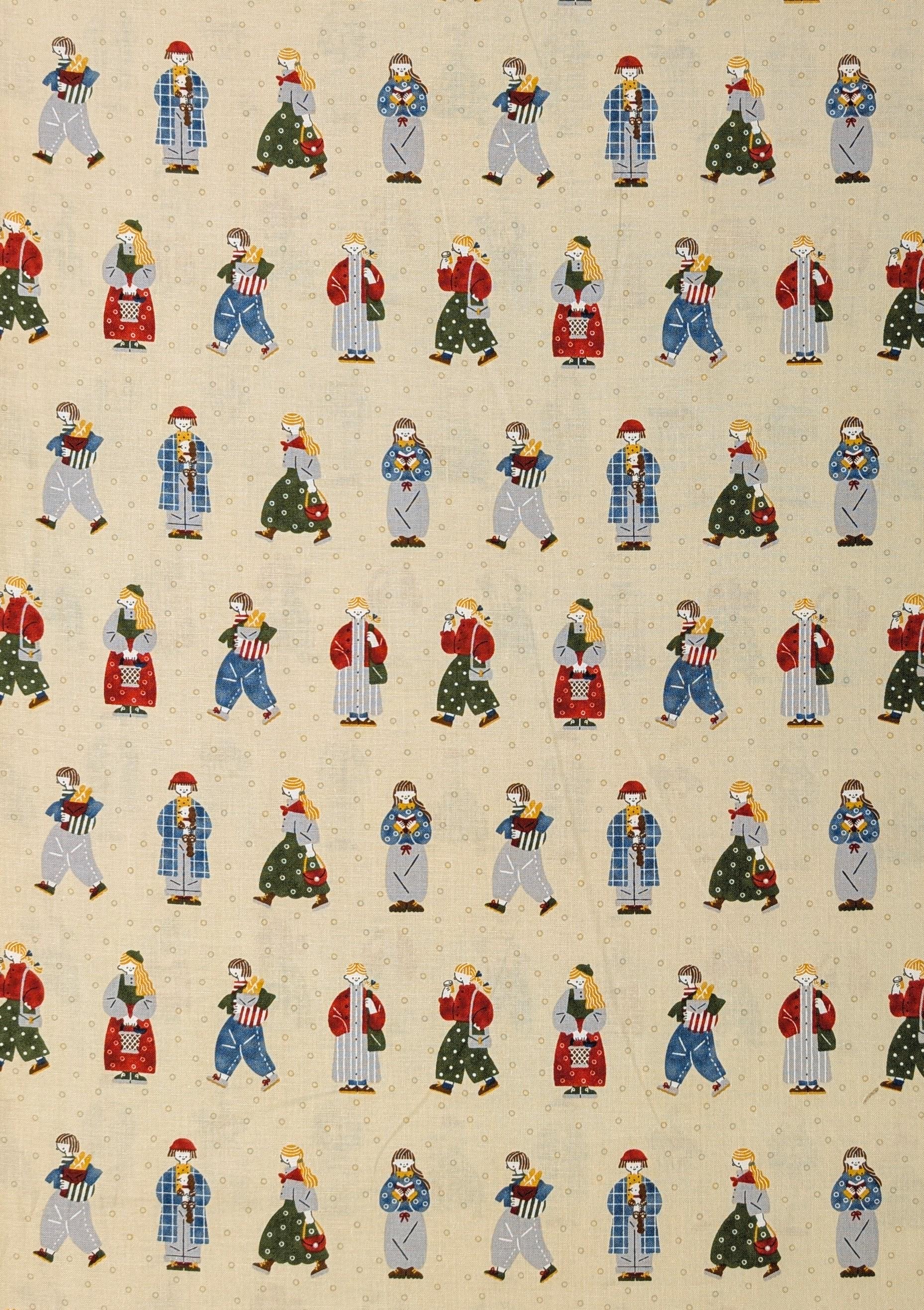 NEW Scandinavian Folk Japanese cotton fabric NN-2315H A beige