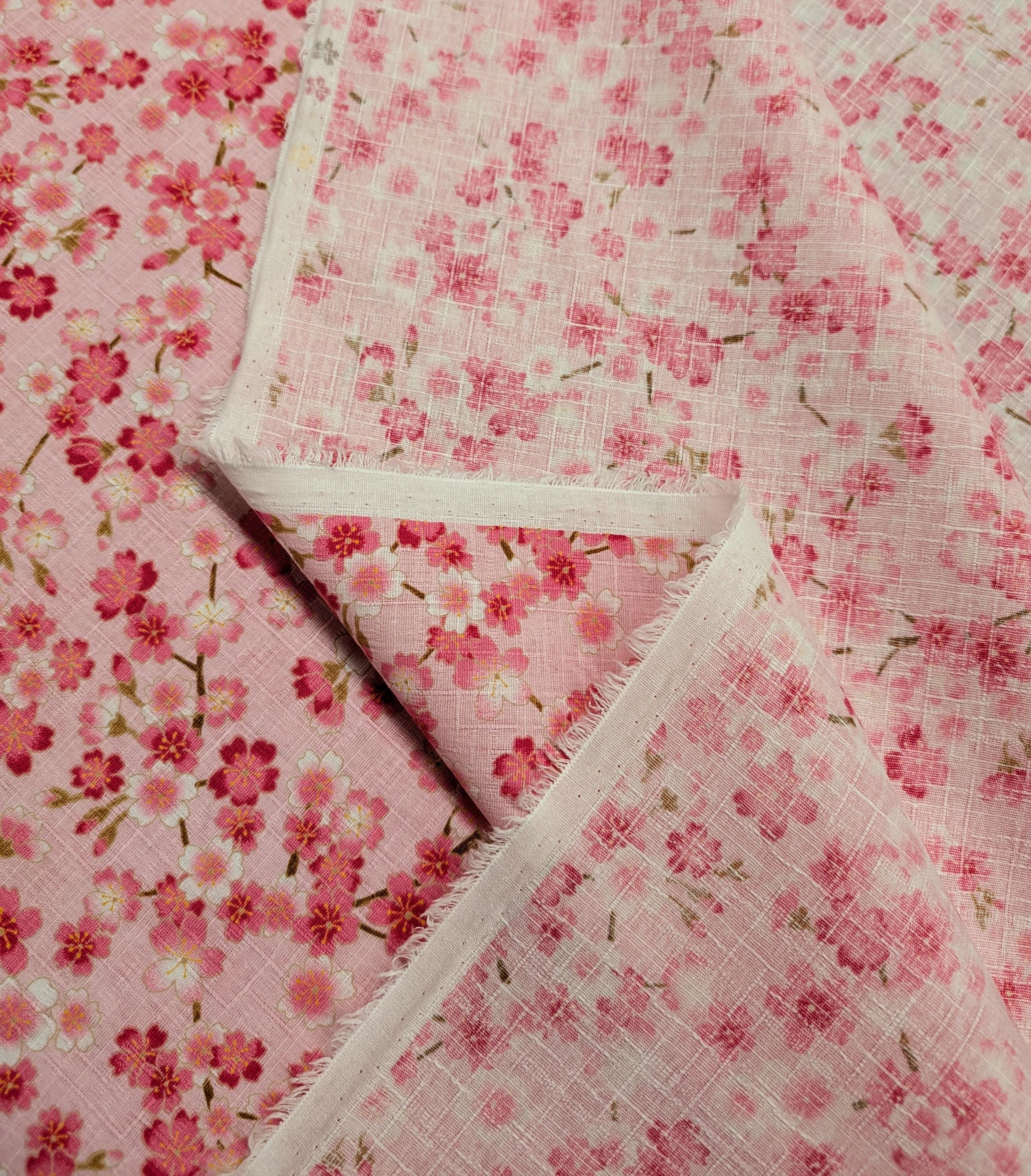 NEW Blooming Sakura Hishiei Japanese dobby cotton fabric H-7121-1 B pink