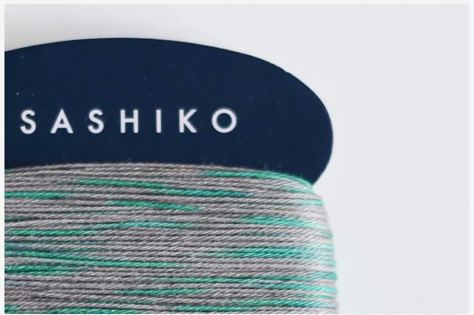 Daruma - Cotton Sashiko Thread 40m Card 20/4 - #301 Variegated Silver Gray and Spring Green