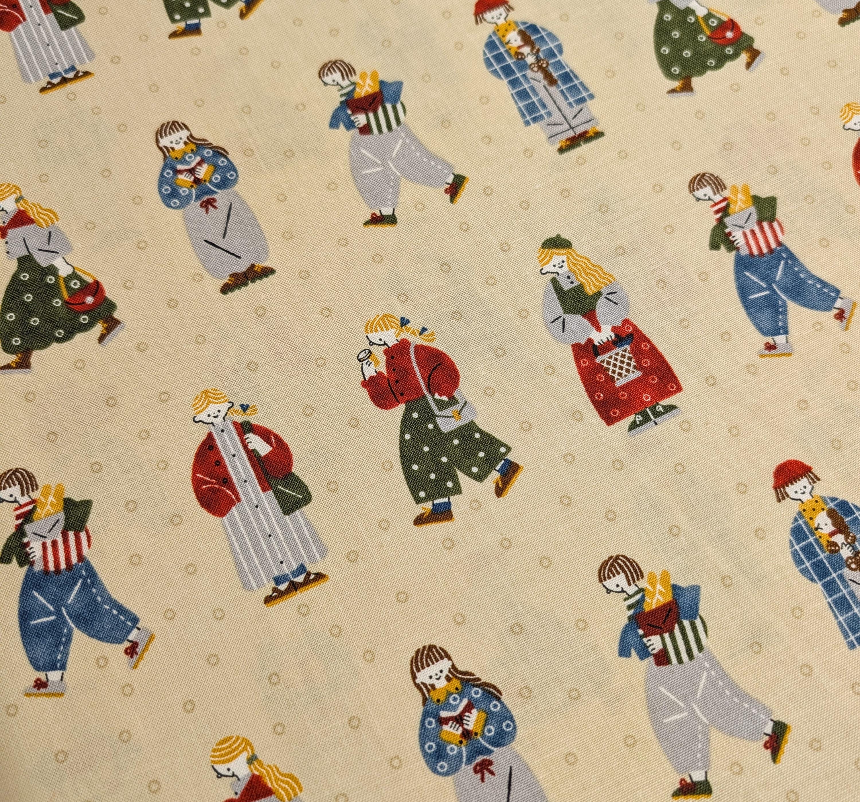 NEW Scandinavian Folk Japanese cotton fabric NN-2315H A beige