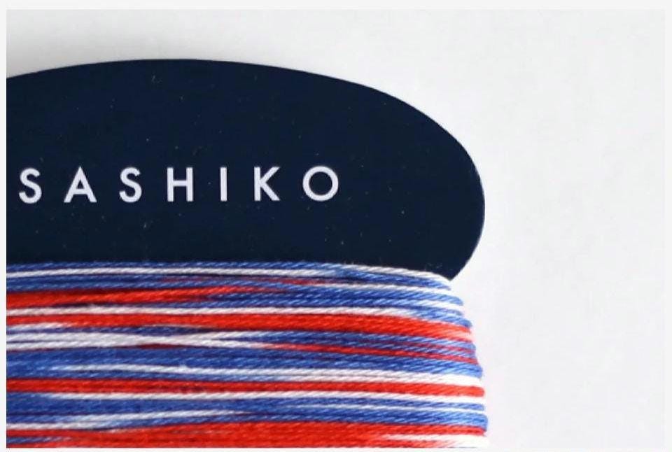 Daruma - Cotton Sashiko Thread 40m Card 20/4 - #401 Variegated Red White and Blue