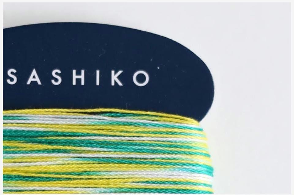 Daruma - Cotton Sashiko Thread 40m Card 20/4 - #402 Variegated Green White and Yellow