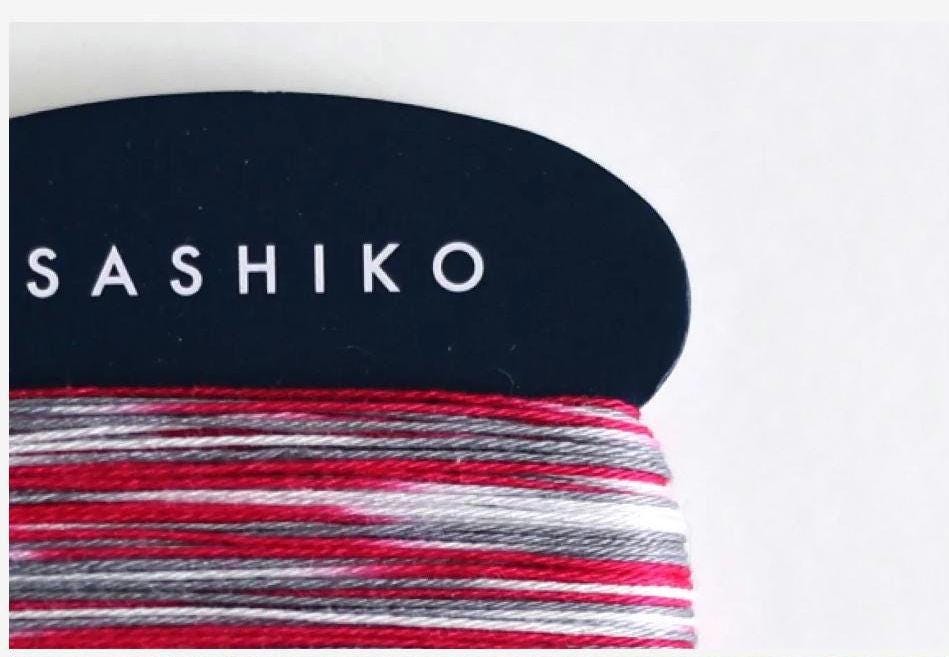 Daruma - Cotton Sashiko Thread 40m Card 20/4 - #403 Variegated Red White and Gray