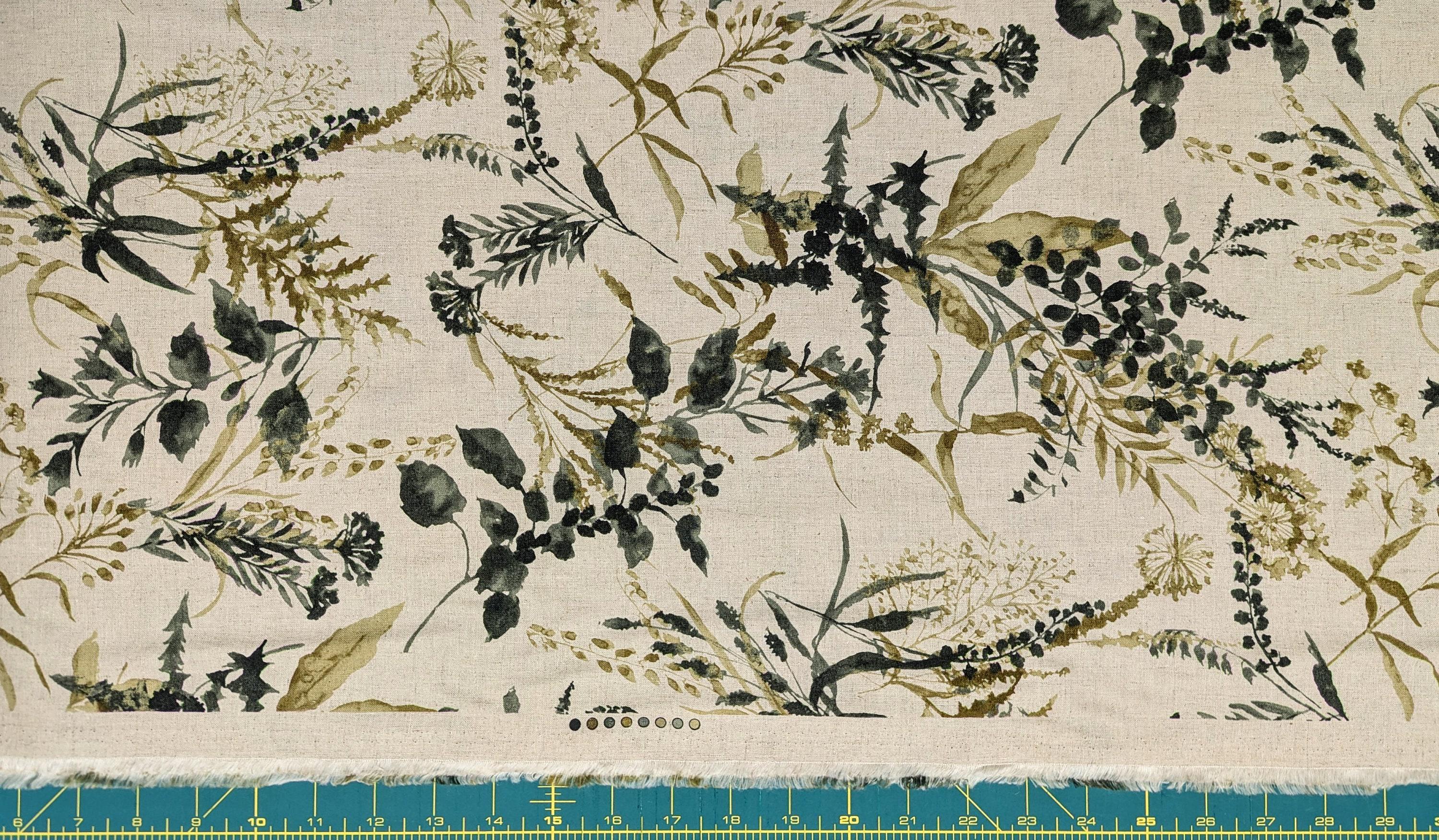 Hokkoh - Woodland Botanical Cotton/Linen Blend Fabric - Multicolor