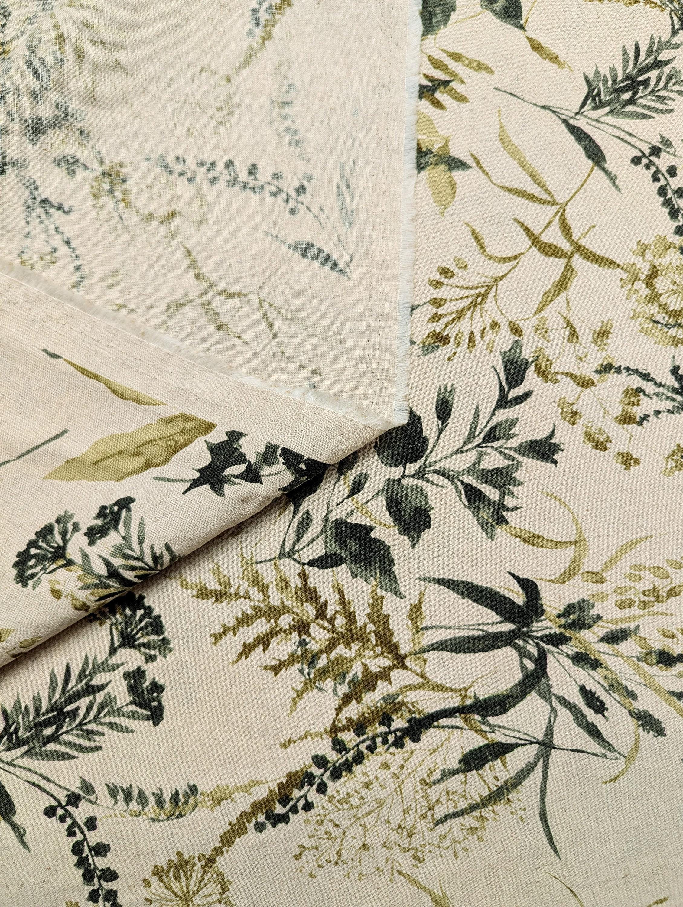 Hokkoh - Woodland Botanical Cotton/Linen Blend Fabric - Multicolor