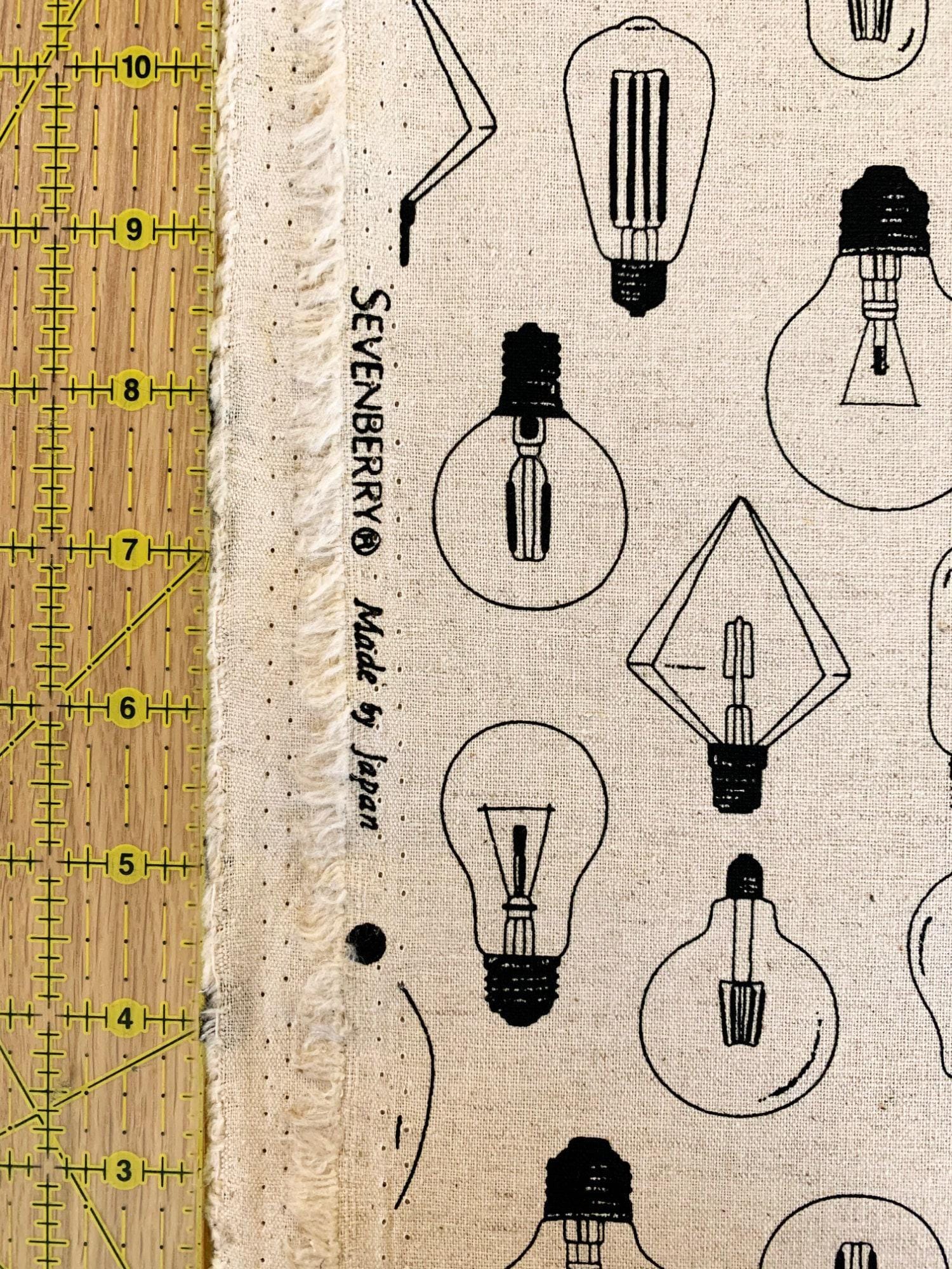 REMNANT Lightbulbs Sevenberry Japanese cotton linen canvas fabric 850304-1-1 beige