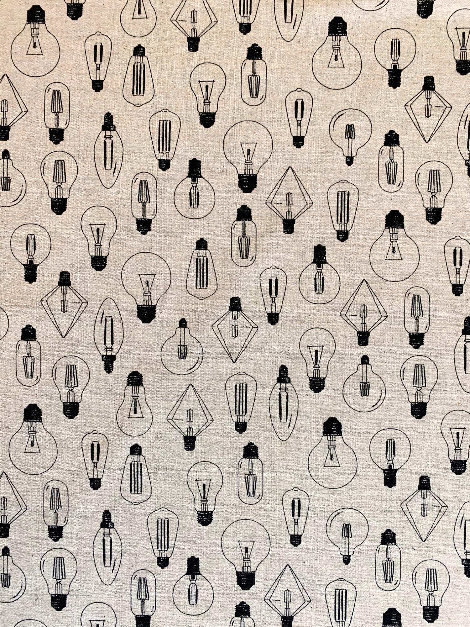 REMNANT Lightbulbs Sevenberry Japanese cotton linen canvas fabric 850304-1-1 beige