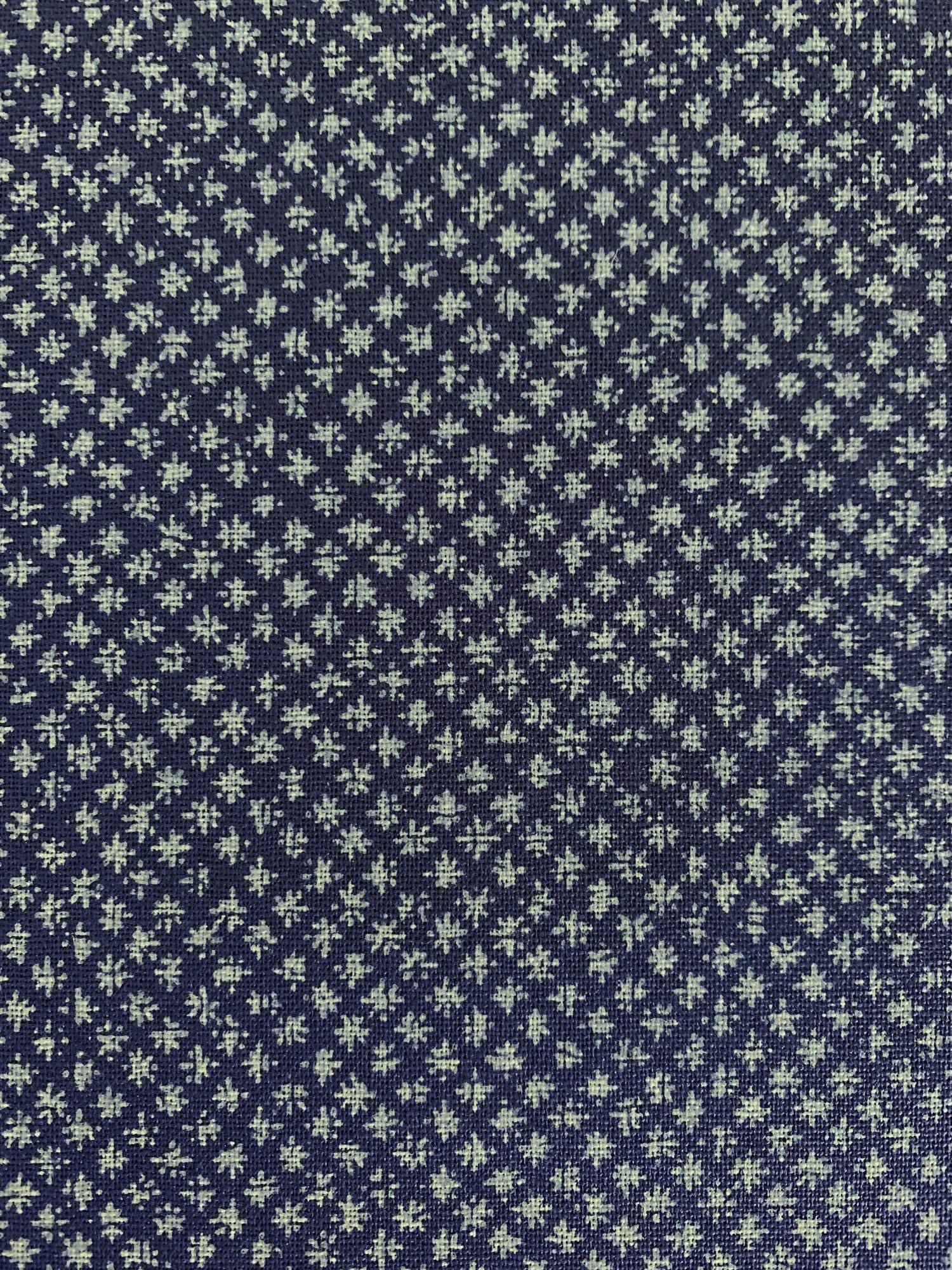 Senyo - Woven-look Stars Cotton Fabric - Navy Blue