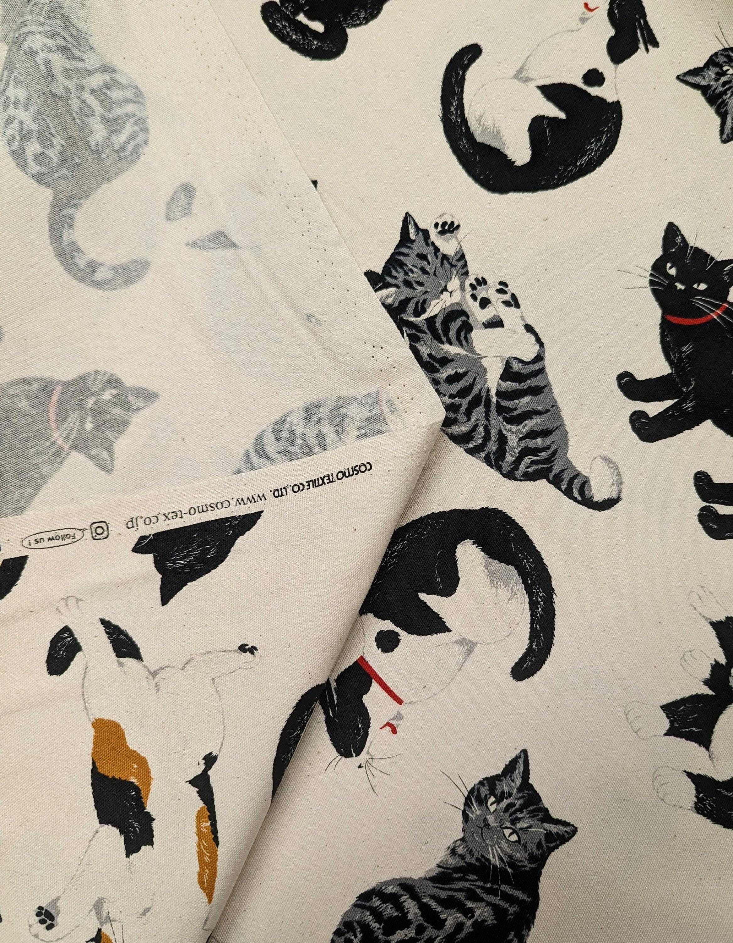 Cosmo - Cat Scatter Cotton Oxford - Beige