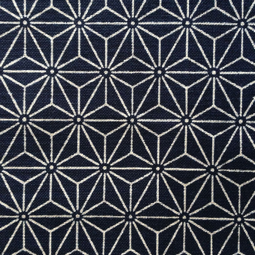 Sevenberry Asanoha hemp leaf star Japanese cotton fabric 88223-7 navy blue beige