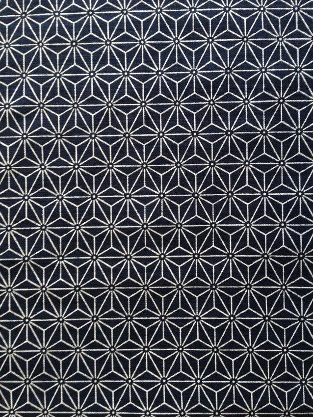 Sevenberry Asanoha hemp leaf star Japanese cotton fabric 88223-7 navy blue beige