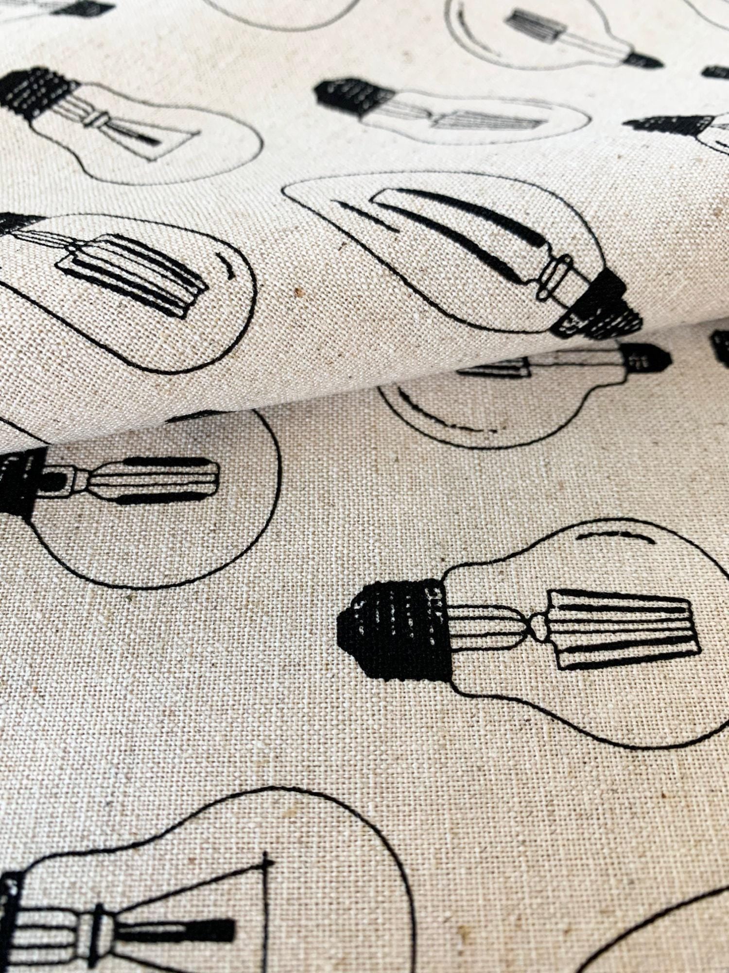 REMNANT Lightbulbs Sevenberry Japanese cotton linen canvas fabric 850304-1-1 beige