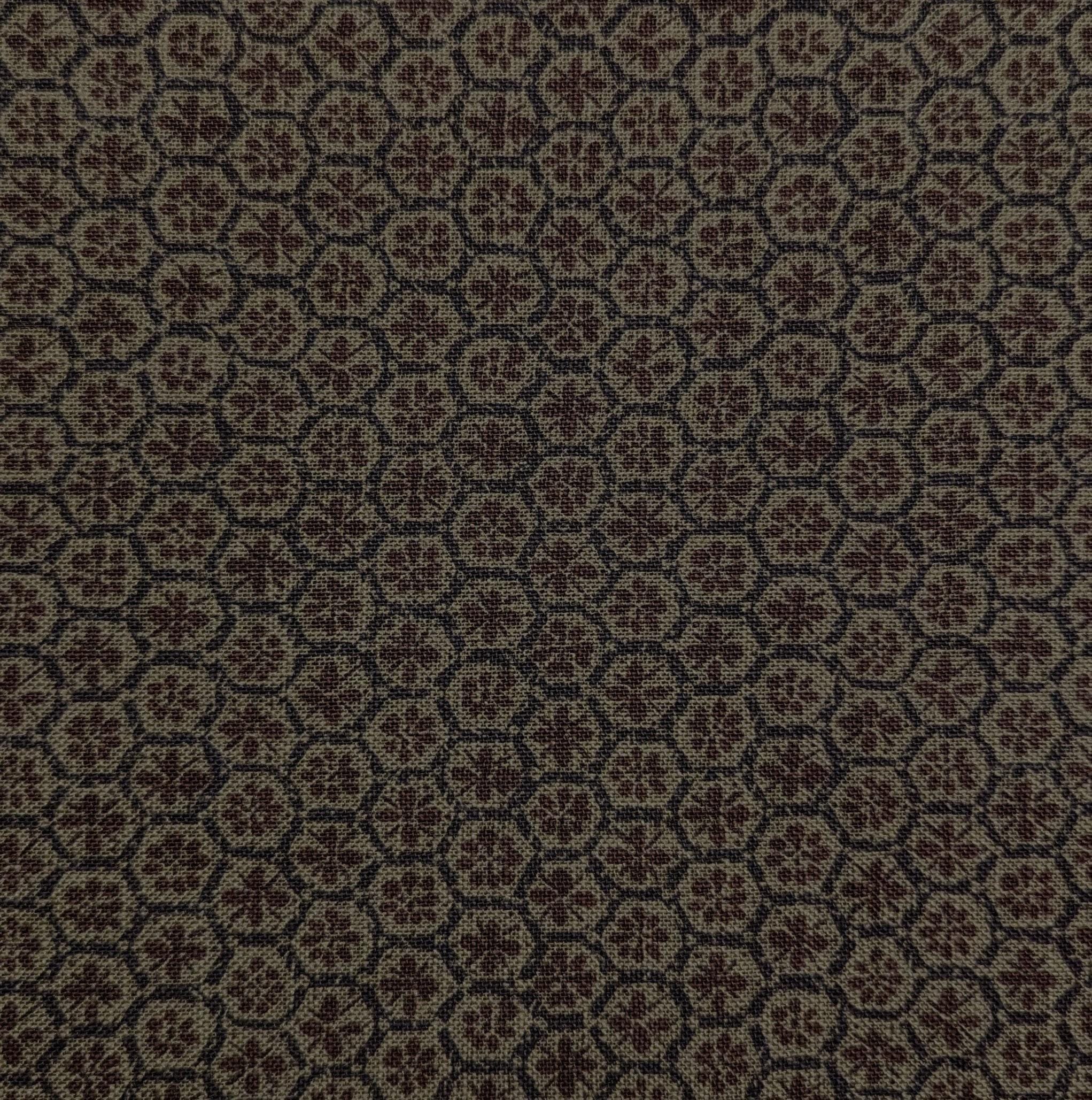 Sevenberry - Rustic Geometry Cotton Fabric - Brown Gray