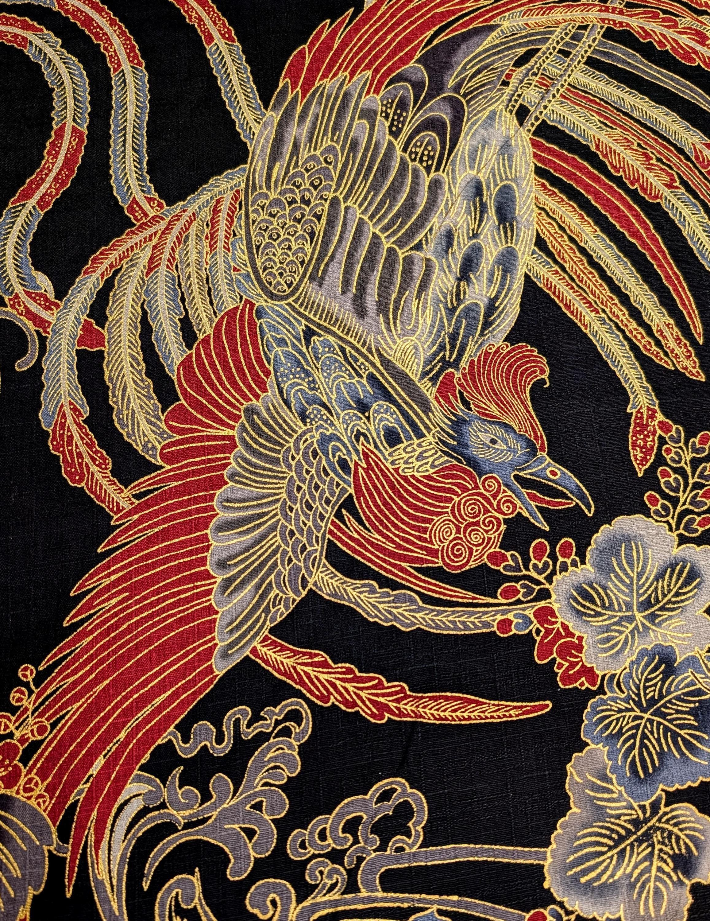 NEW Golden Phoenix Hokkoh Japanese cotton dobby fabric 1024-1110-1 E black